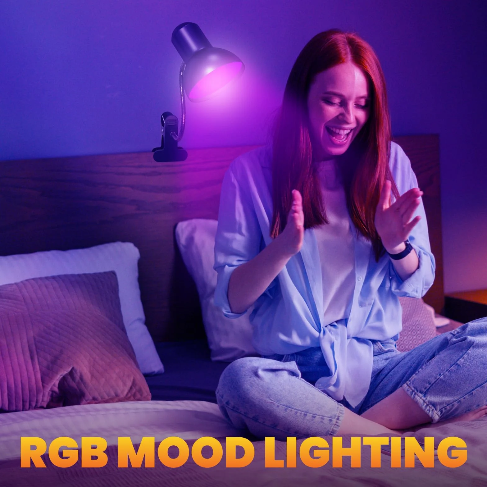 Bezprzewodowa Lampka do Czytania z Klipsem RGB USB-C 15 Kolorów 10 Poziomów Jasności Ochrona Wzroku