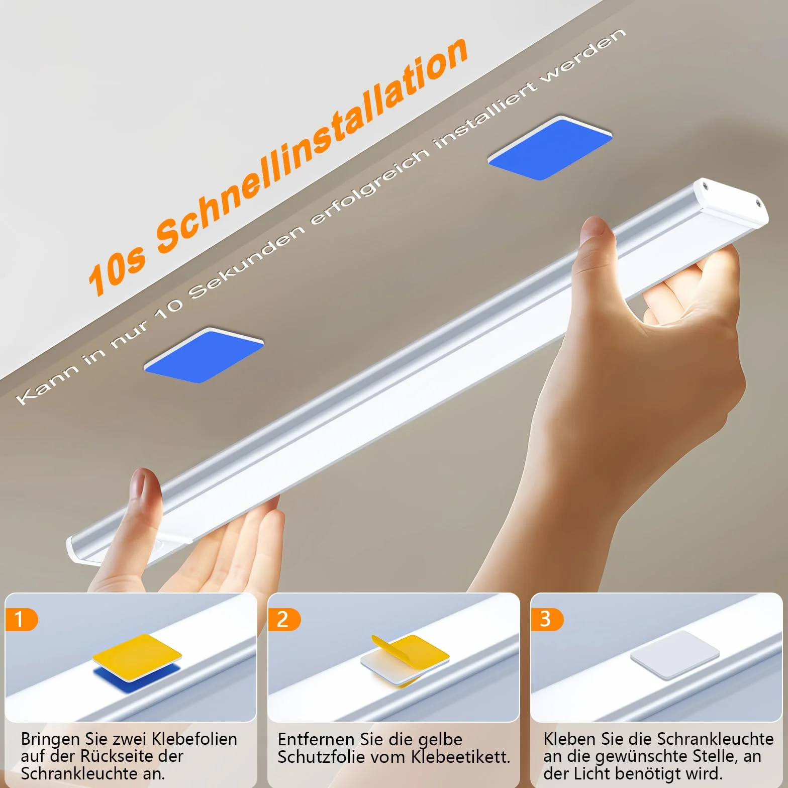 TRUMPETS 30 CM LED Light with Motion Sensor 3000mAh 3 Colors USB-C Rechargeable 108 LED Kitchen Under Cabinet