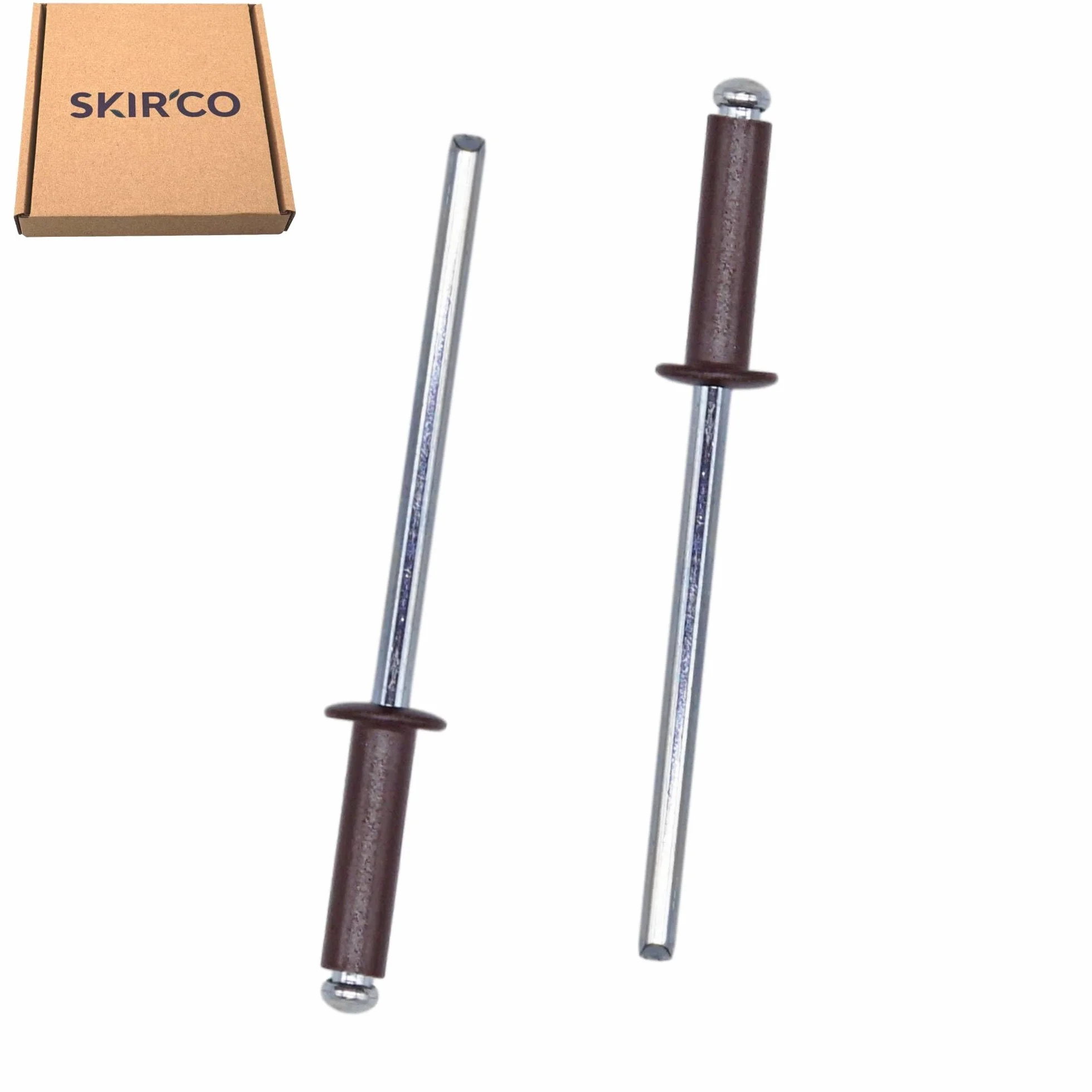 Nity zrywalne malowane 3,2 x 12 mm aluminiowe DIN 7337 głowica kopułowa stalowy trzpień czekoladowy brąz RAL 8017 100 szt.