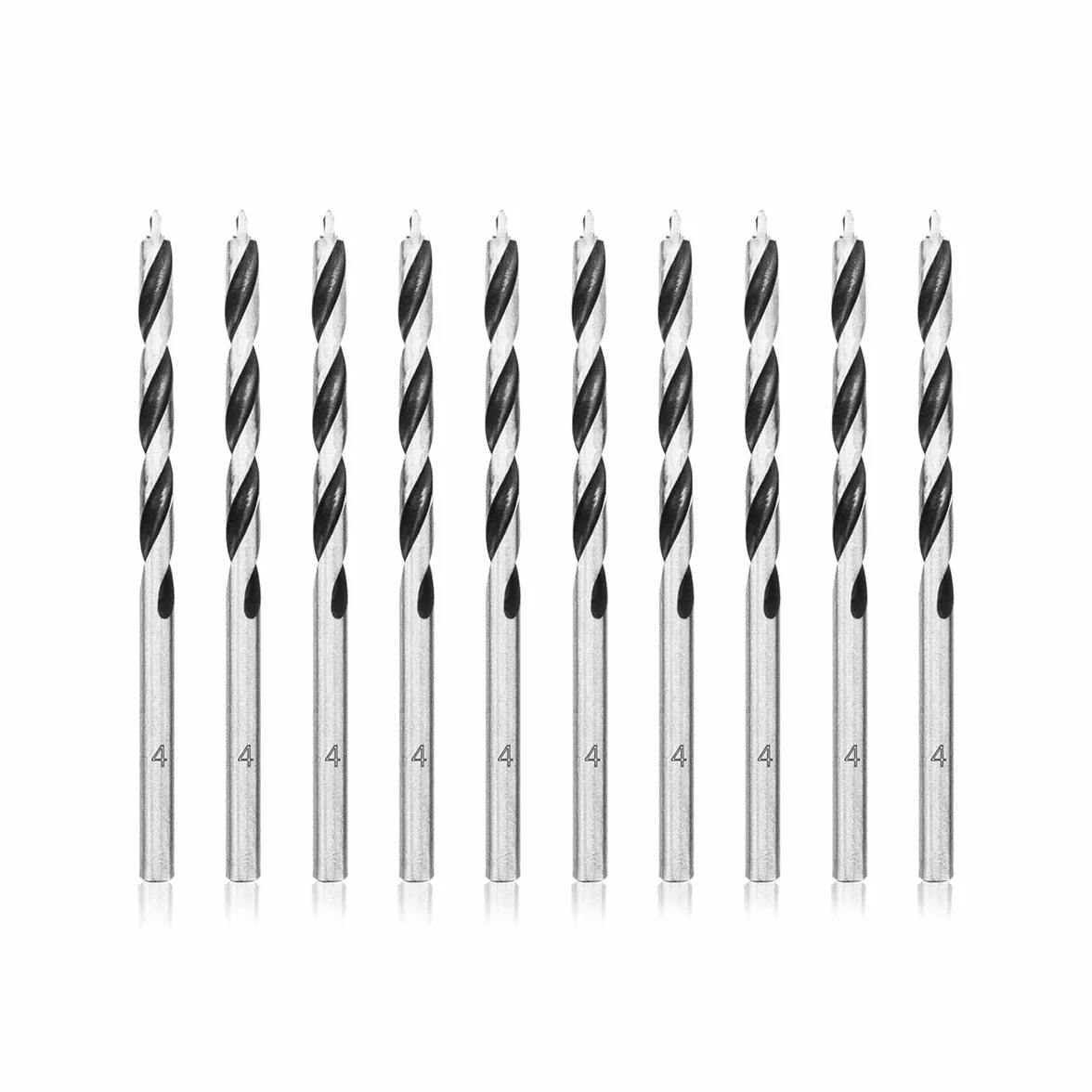 Meccion Wiertła do drewna 4 mm 10 szt. Brad Point Auger