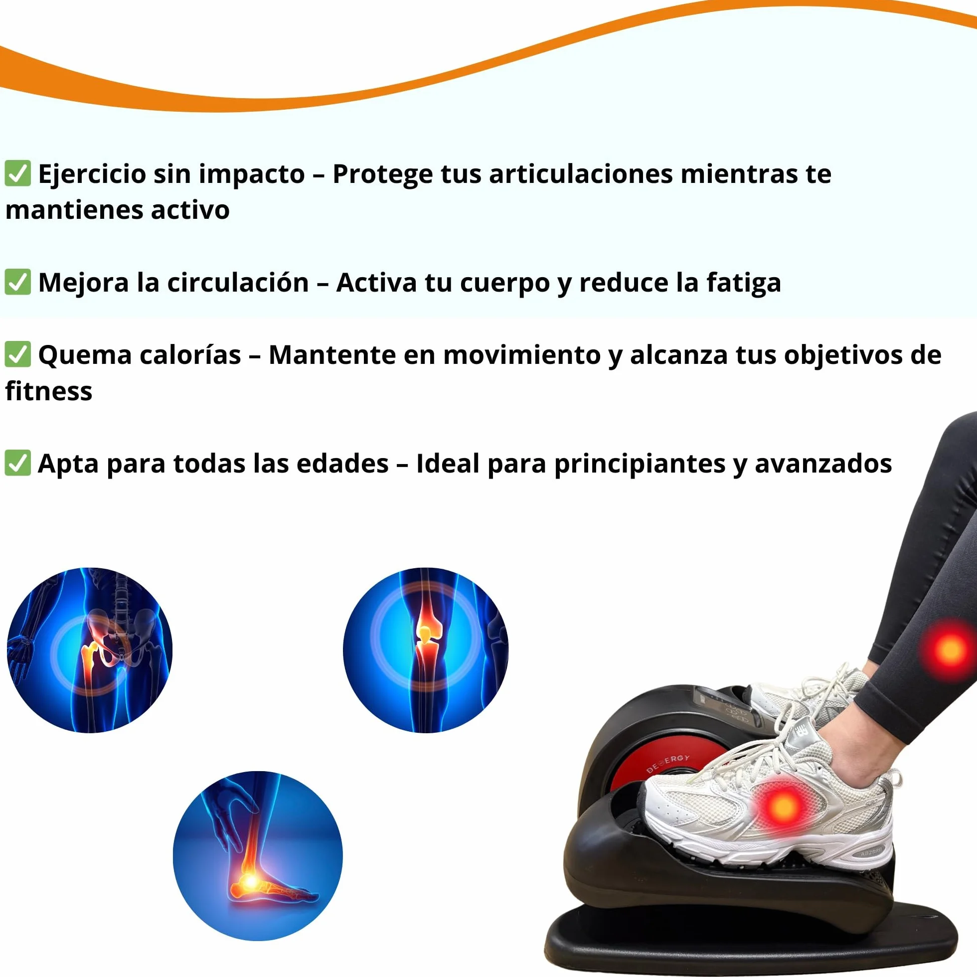 DEMERGY® Przenośny elektryczny mini eliptyczny z wyświetlaczem LED i pilotem, 20 poziomów prędkości, trener nóg do domu i biura, idealny dla seniorów i rehabilitacji