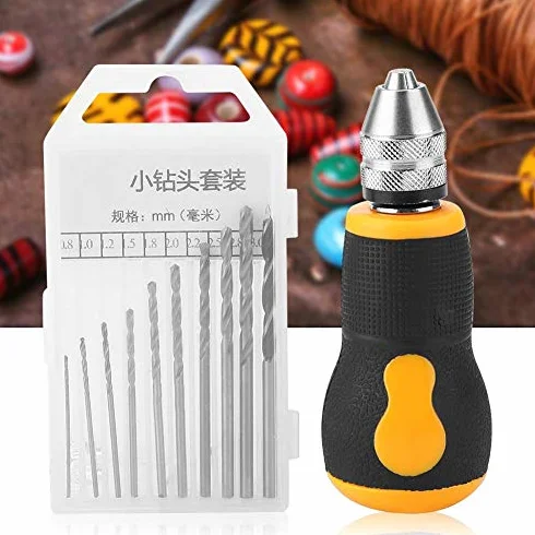 Zestaw mikro mini wiertarek ręcznych z 10 wiertłami spiralnymi 0,8–3,0 mm, imadło precyzyjne
