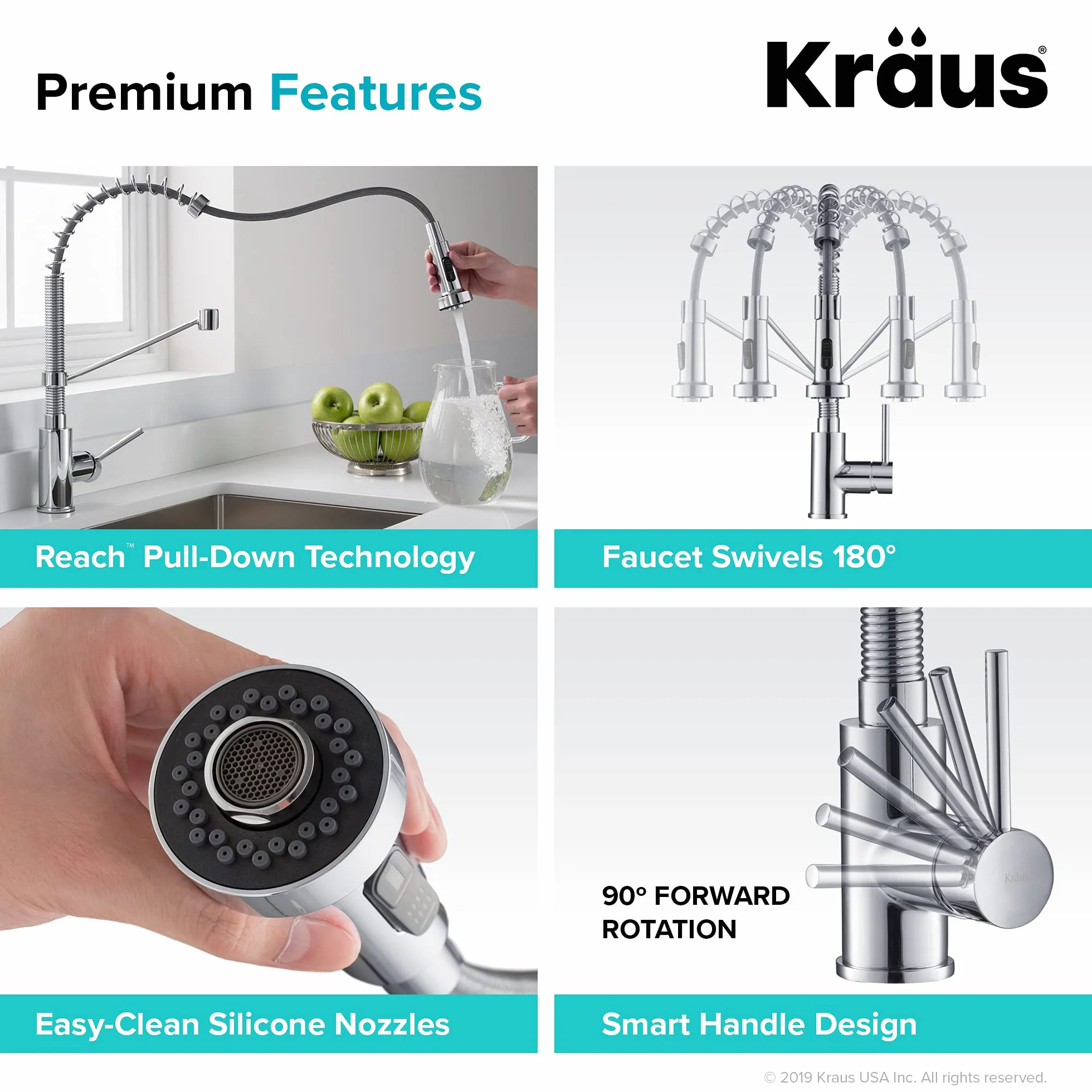 Kraus Bolden KPF-1610CH-KAG-1CH bateria kuchenna ze szczeliną powietrzną 45,7 cm chrom