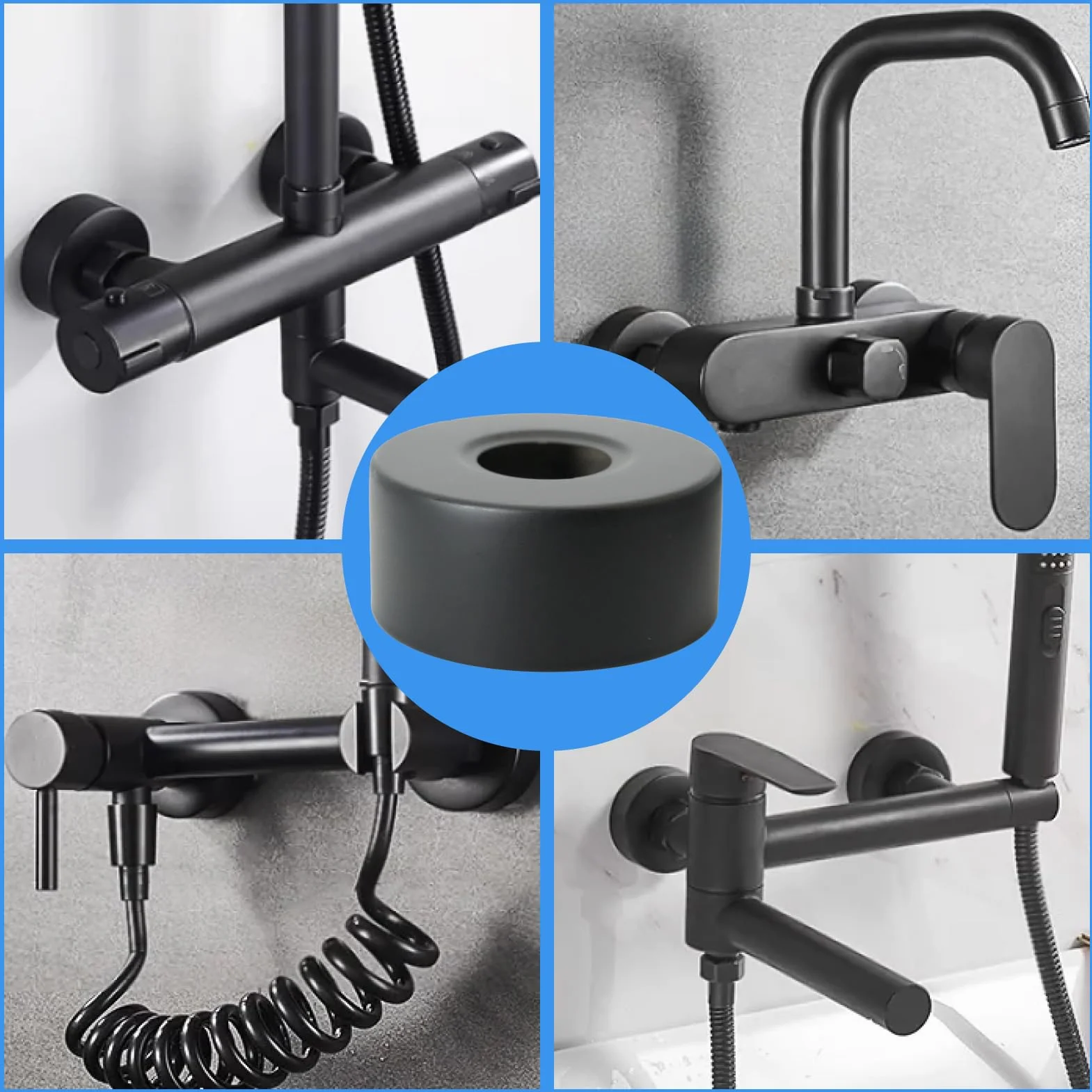 Kran rozety ze stali nierdzewnej 3/4 czarny Ø 66 mm x 30 mm 4 sztuki