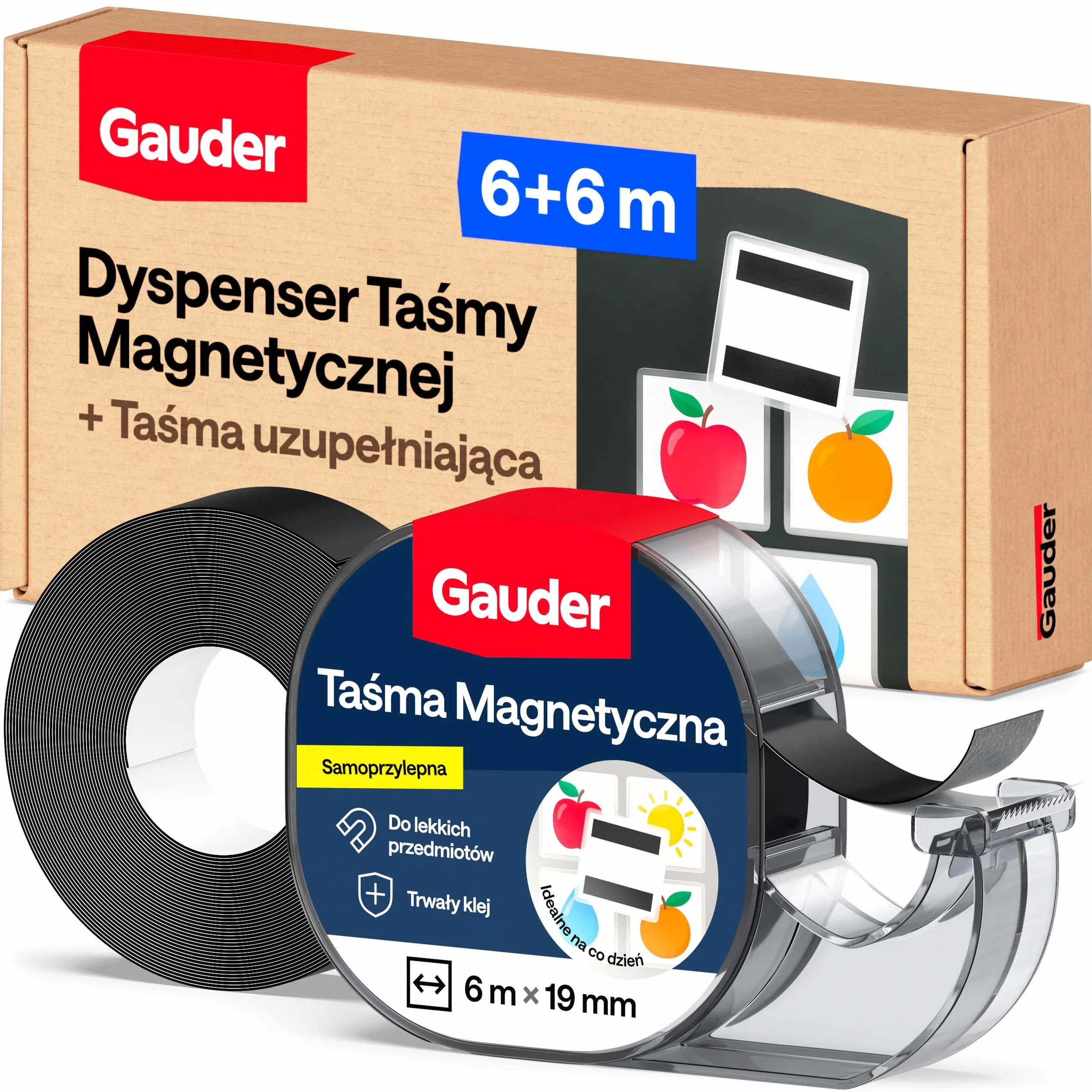 GAUDER Taśma Magnetyczna z Dyspenserem 6m x 19mm