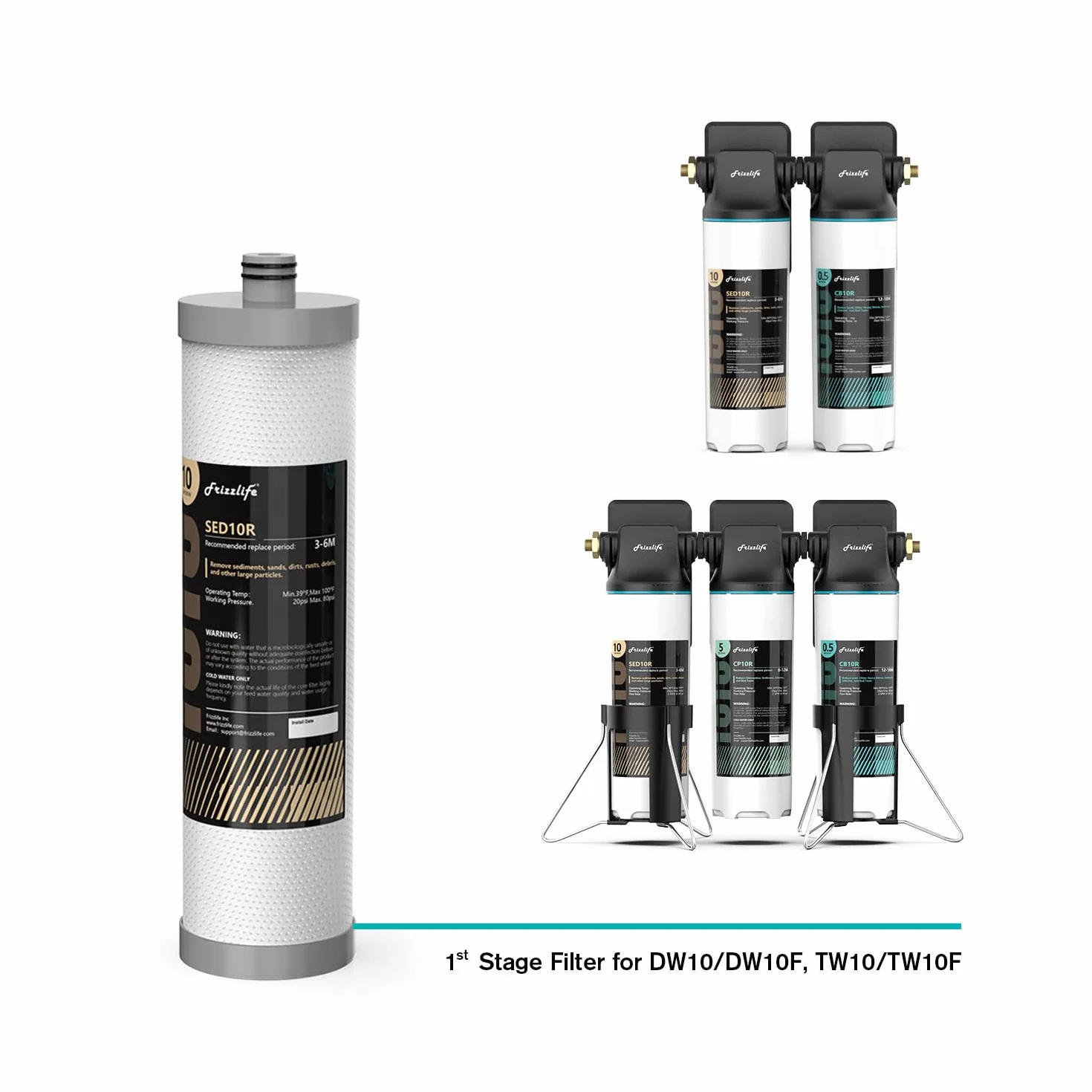 Frizzlife SED10R Wkłady filtrujące do DW10 TW10 DW10F filtrów wody pod zlewem