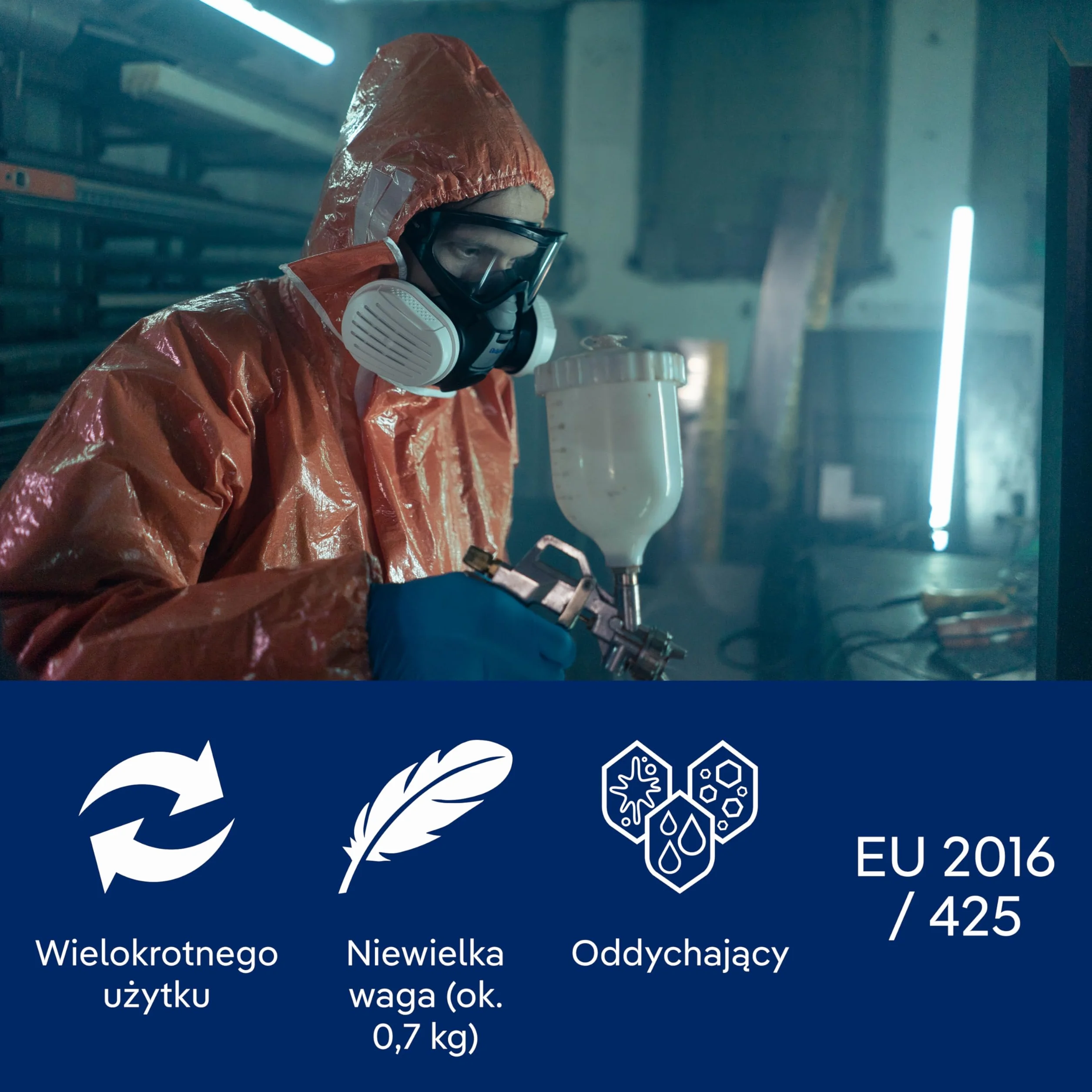 Dräger SPC 4400 CLF Kombinezon ochronny L pomarańczowy pył ciecze farba chemikalia