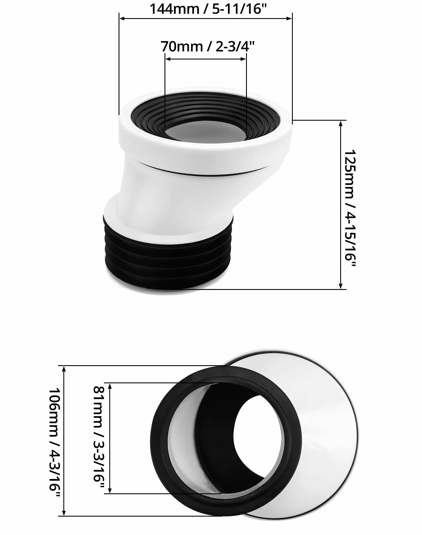 QWORK 50 mm przesunięcie rury przyłączeniowej do WC, tworzywo sztuczne białe