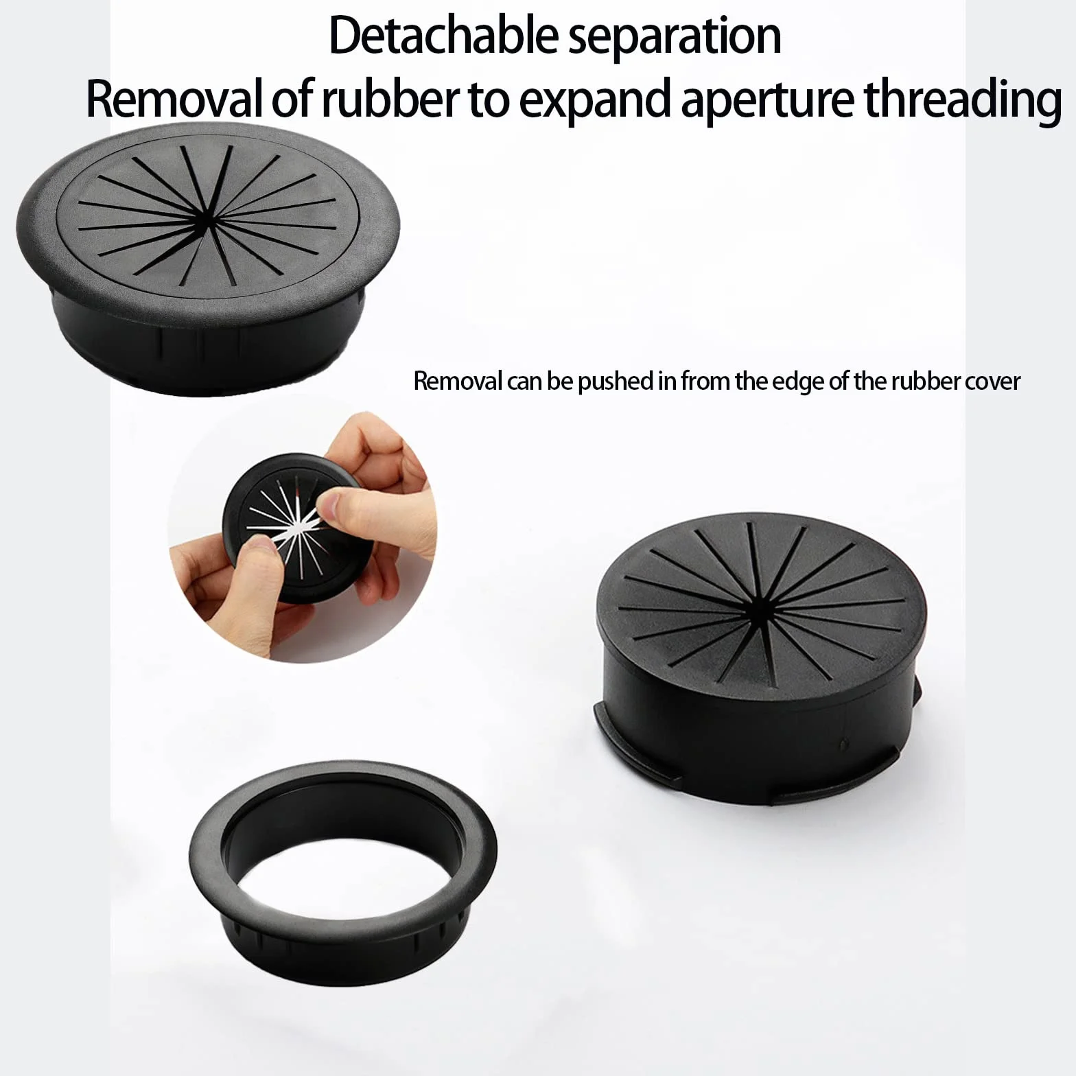 Elastyczne przelotki na biurko 50 mm PC organizer na kable czarne