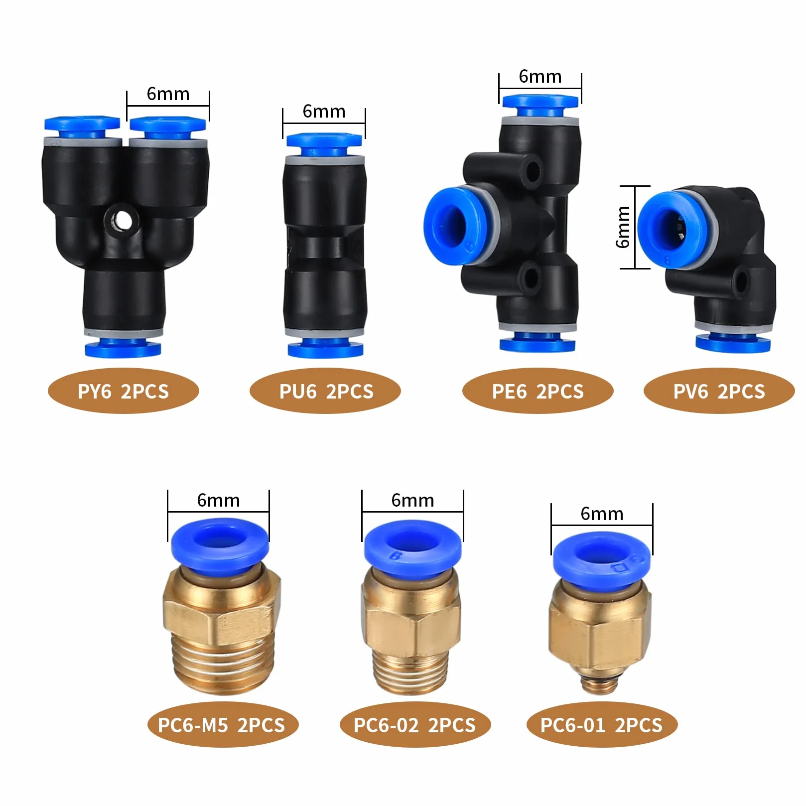 Wąż pneumatyczny PU 10 m 8 złączek Quick Air Push 6x4 mm