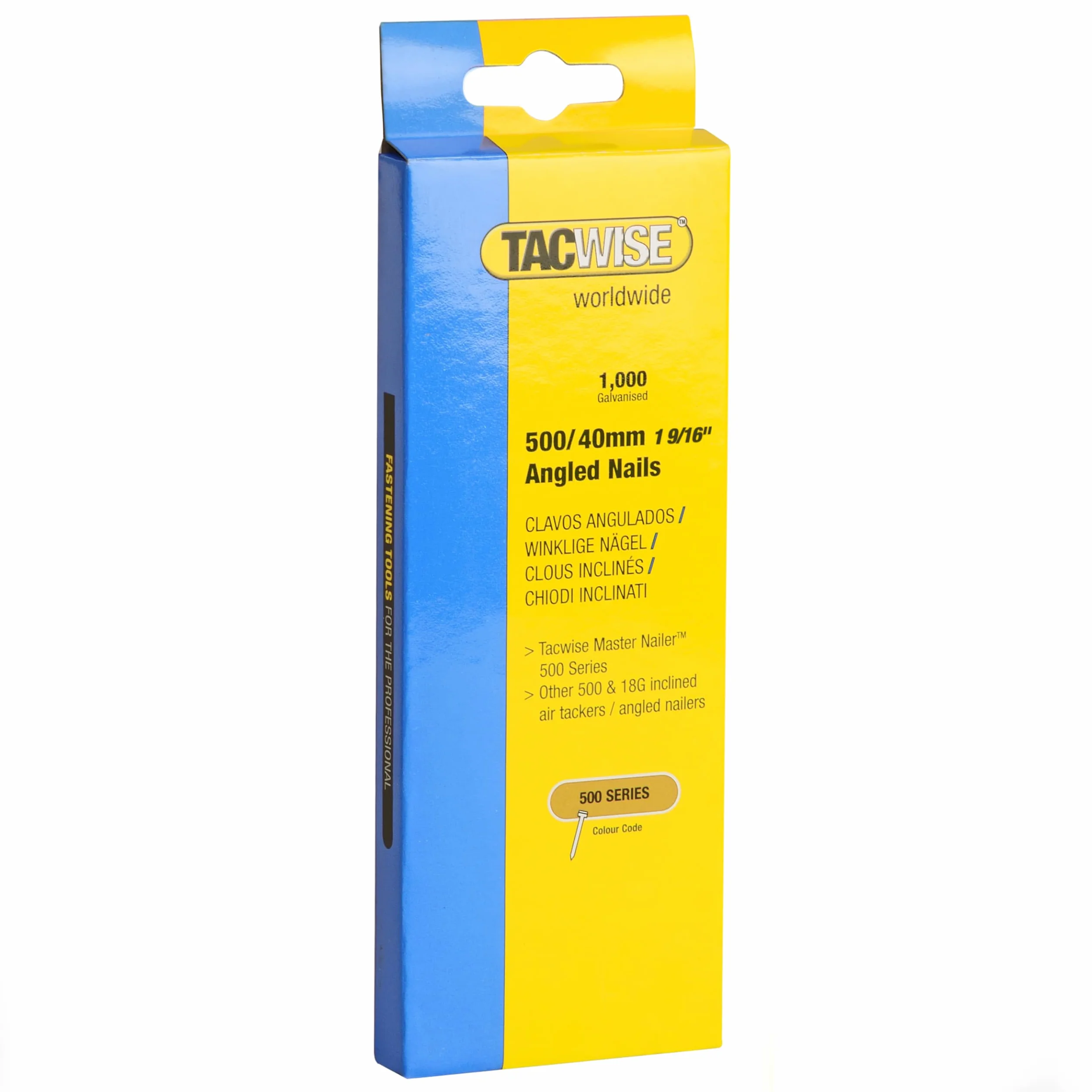Tacwise 0483 Typ 500 18G 40 mm ocynkowane gwoździe kątowe do 400ELS 1000 sztuk