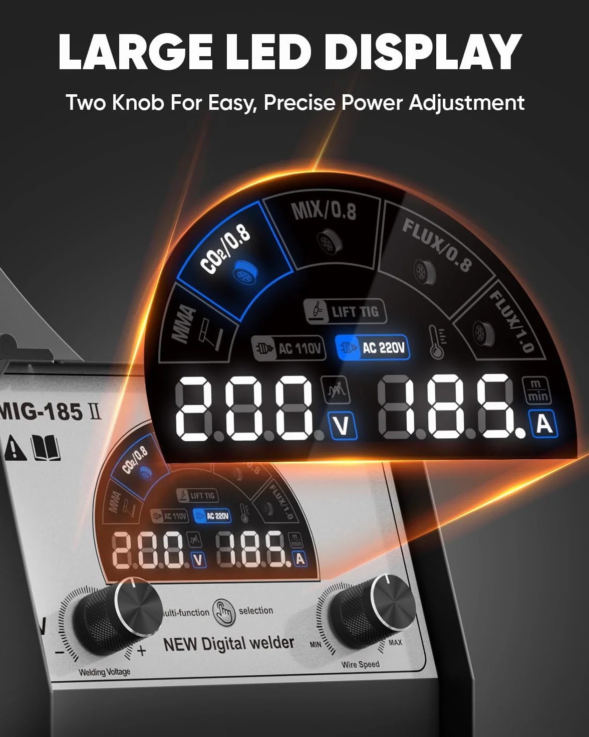 H HZXVOGEN Spawarka MIG 185A 110V/220V 4 w 1 IGBT