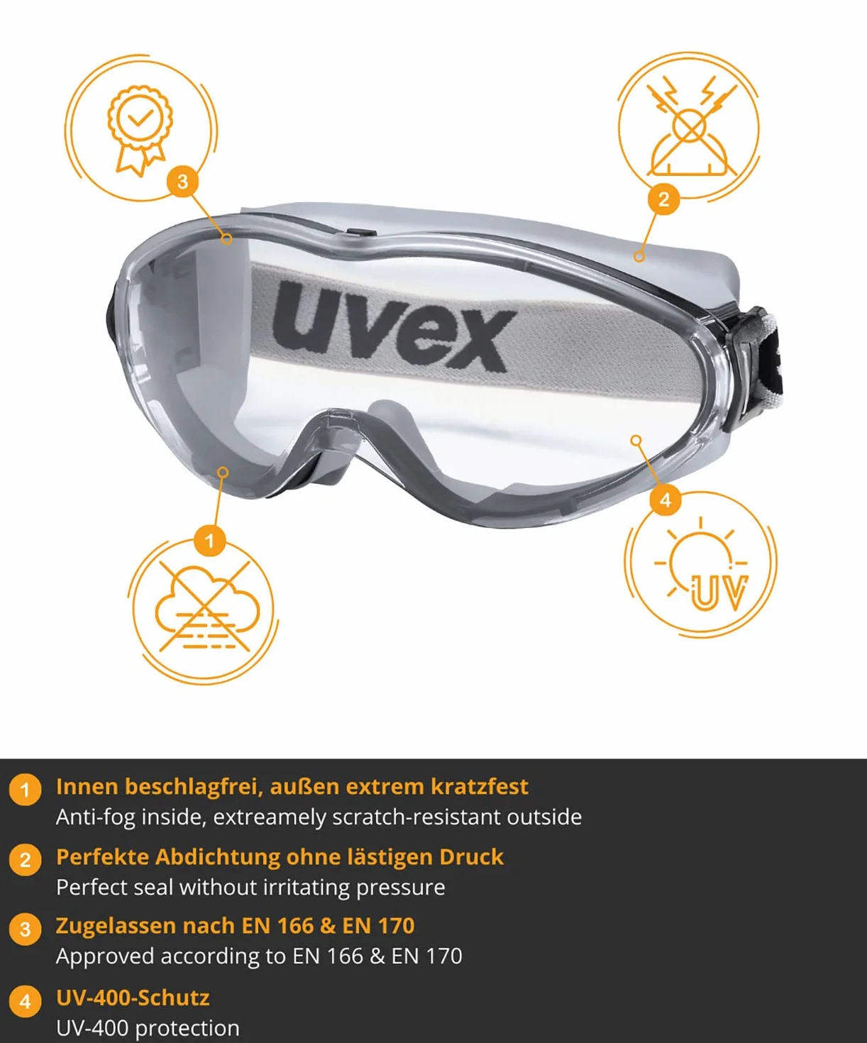Uvex Ultrasonic Supravision Excellence okulary ochronne - przezroczyste/szaro-czarne