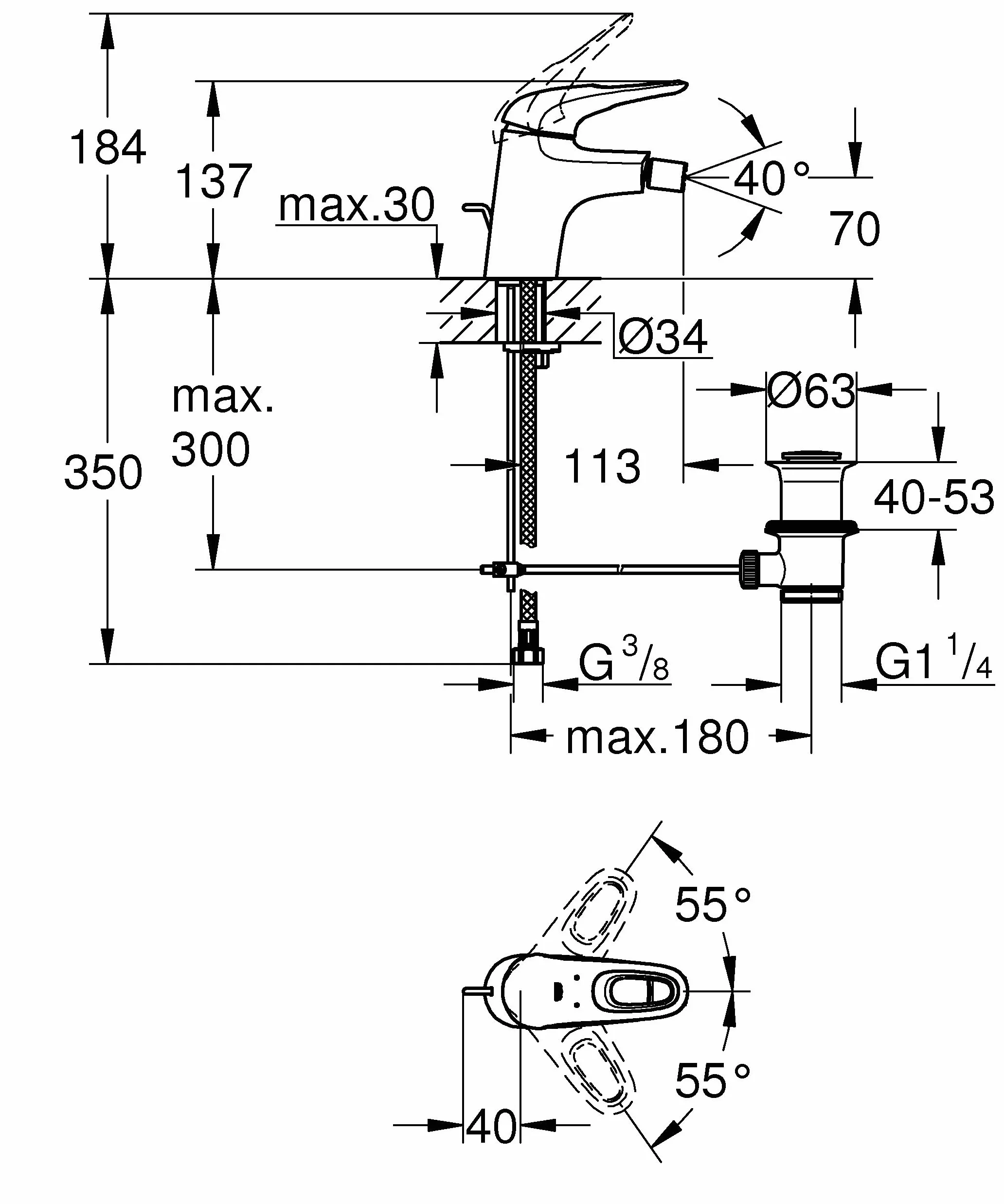 GROHE Eurostyle jednouchwytowa bateria bidetowa chrom 33565003