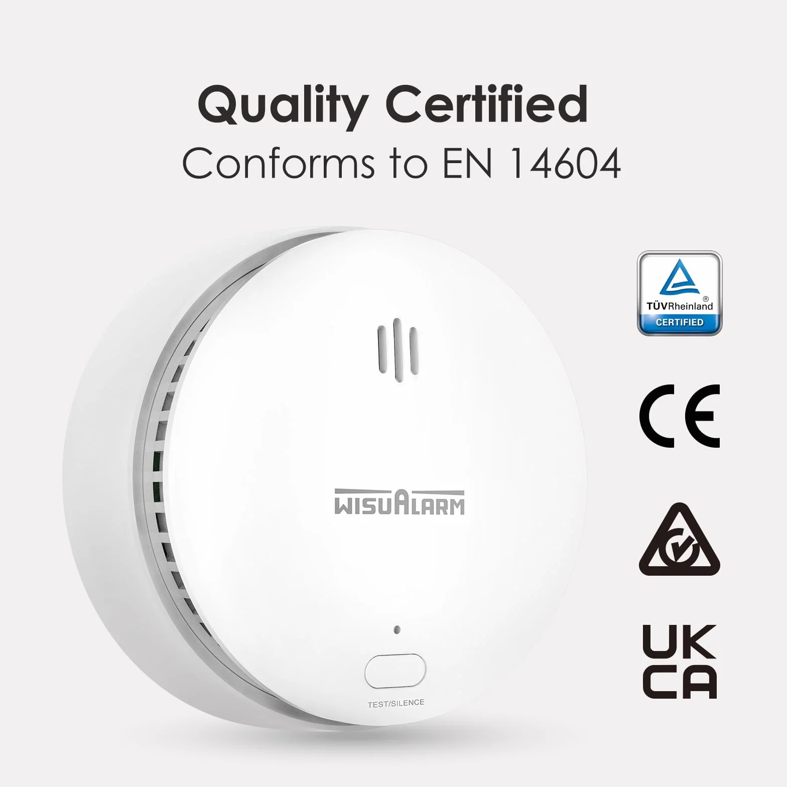 Czujnik dymu Wi-Fi Wisualarm, inteligentny czujnik dymu do domu z wymienną baterią, kompatybilny z aplikacją Wisualarm, czujnik dymu Wi-Fi z certyfikatem TÜV, zgodny z normą EN 14604 (1 sztuka)