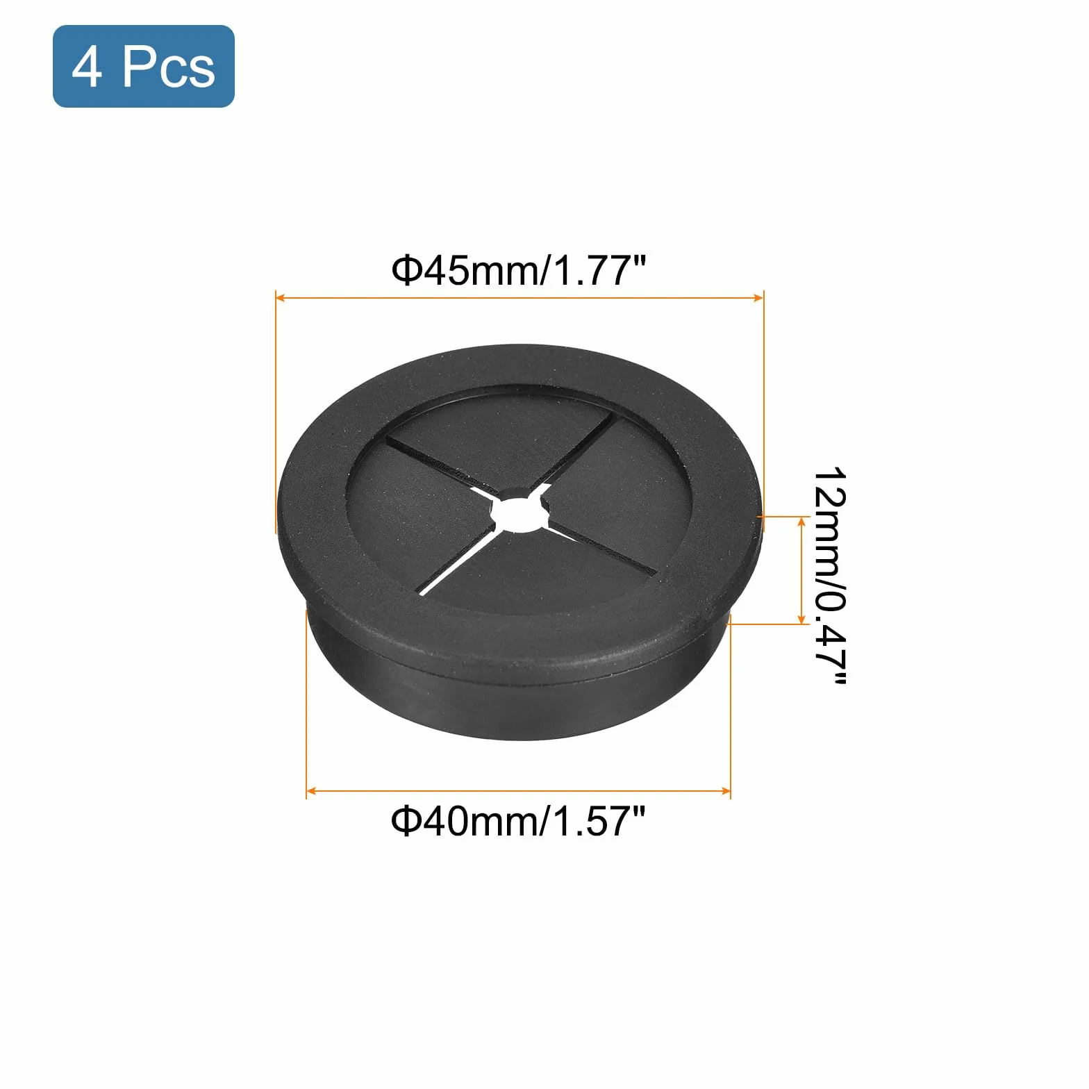 QUARKZMAN Przepust kablowy na biurko 40 mm elastyczny gumowy organizer kabli czarny