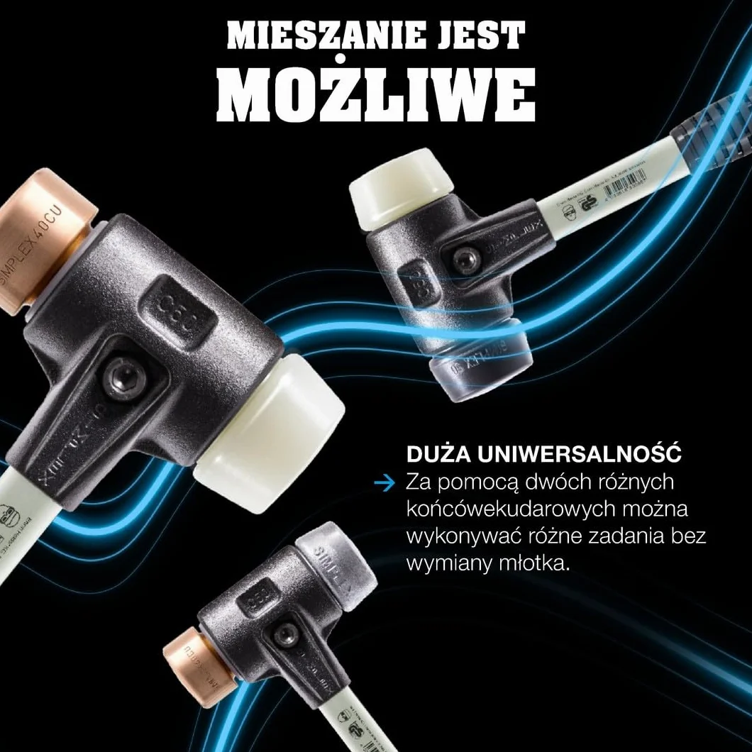 Halder SIMPLEX Młotek z miękkimi obuchami 30mm z miedzi i metalu lekkiego