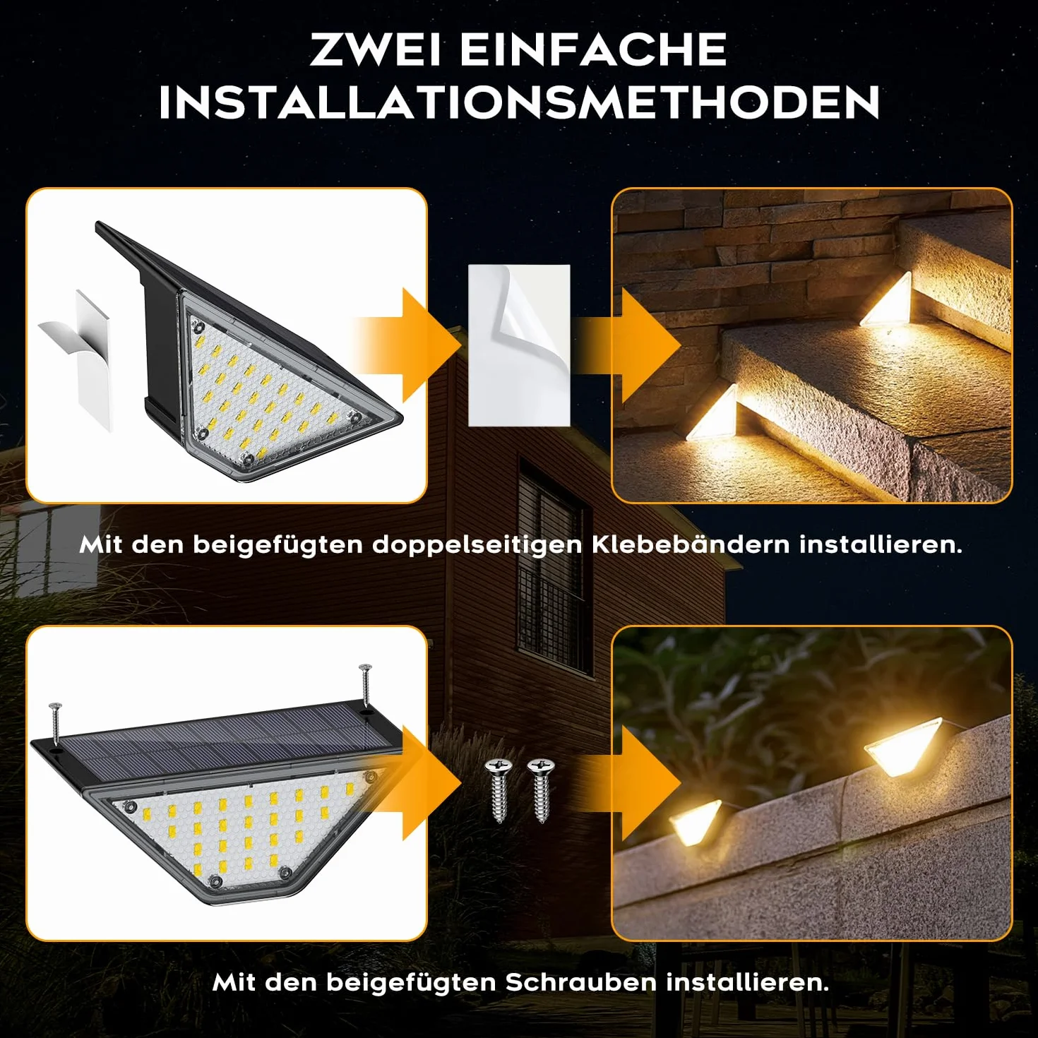 Lampy solarne LED ogrodowe IP65 na zewnątrz, ścieżka, taras, ogrodzenie