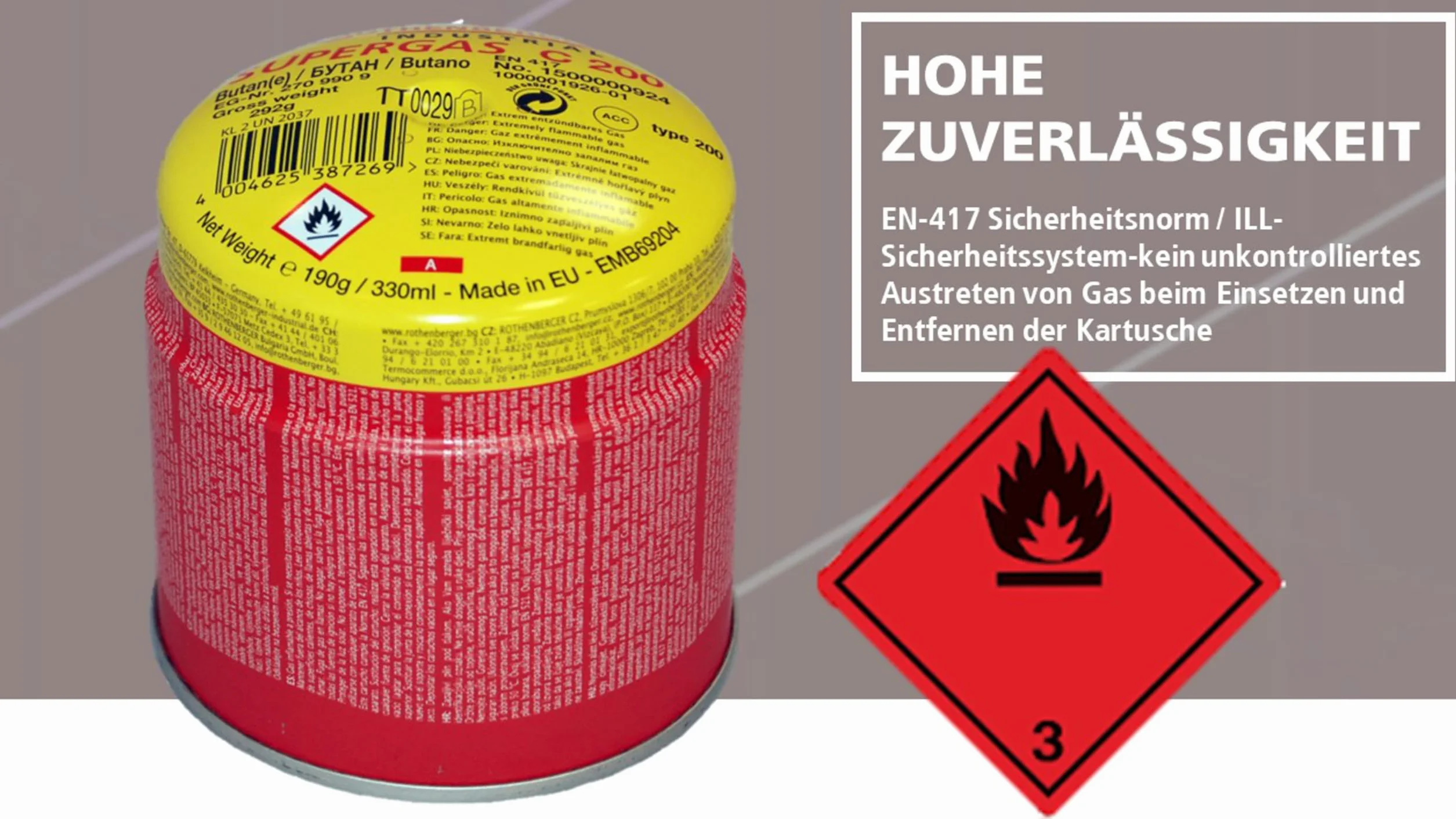 ROTHENBERGER Industrial C200 Super Gaz Paliwo Gazowe Wkład Przebijający Z Systemem Blokady Gazowej
