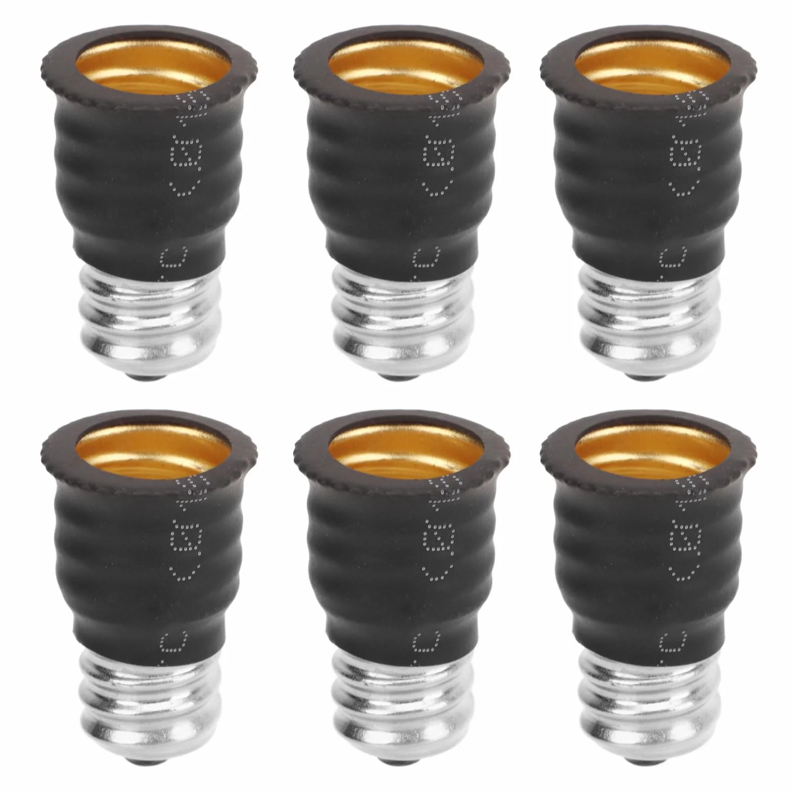Adapter E12 na E14 6 szt. Prosty Praktyczny PC Miedź Czarny