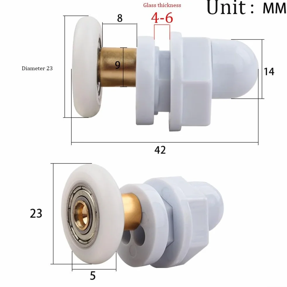 Rolki do drzwi prysznicowych chromowane 19 mm 23 mm 25 mm 27 mm 4 szt.
