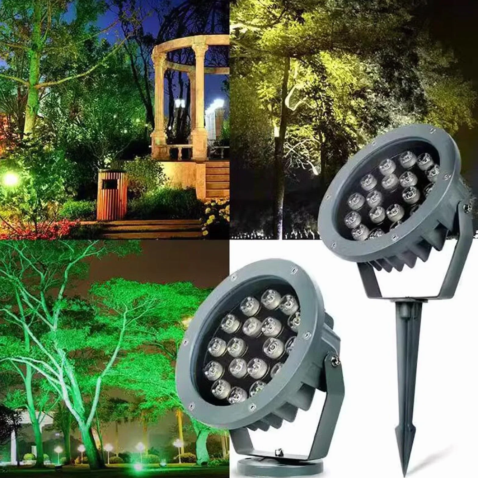 Reflektor LED na drzewo, okrągły reflektor LED do użytku na zewnątrz, AC 220 V, IP65, wodoszczelny, potrójna bawełna, projekcja trawnika ogrodowego (żółty, A-36 W)