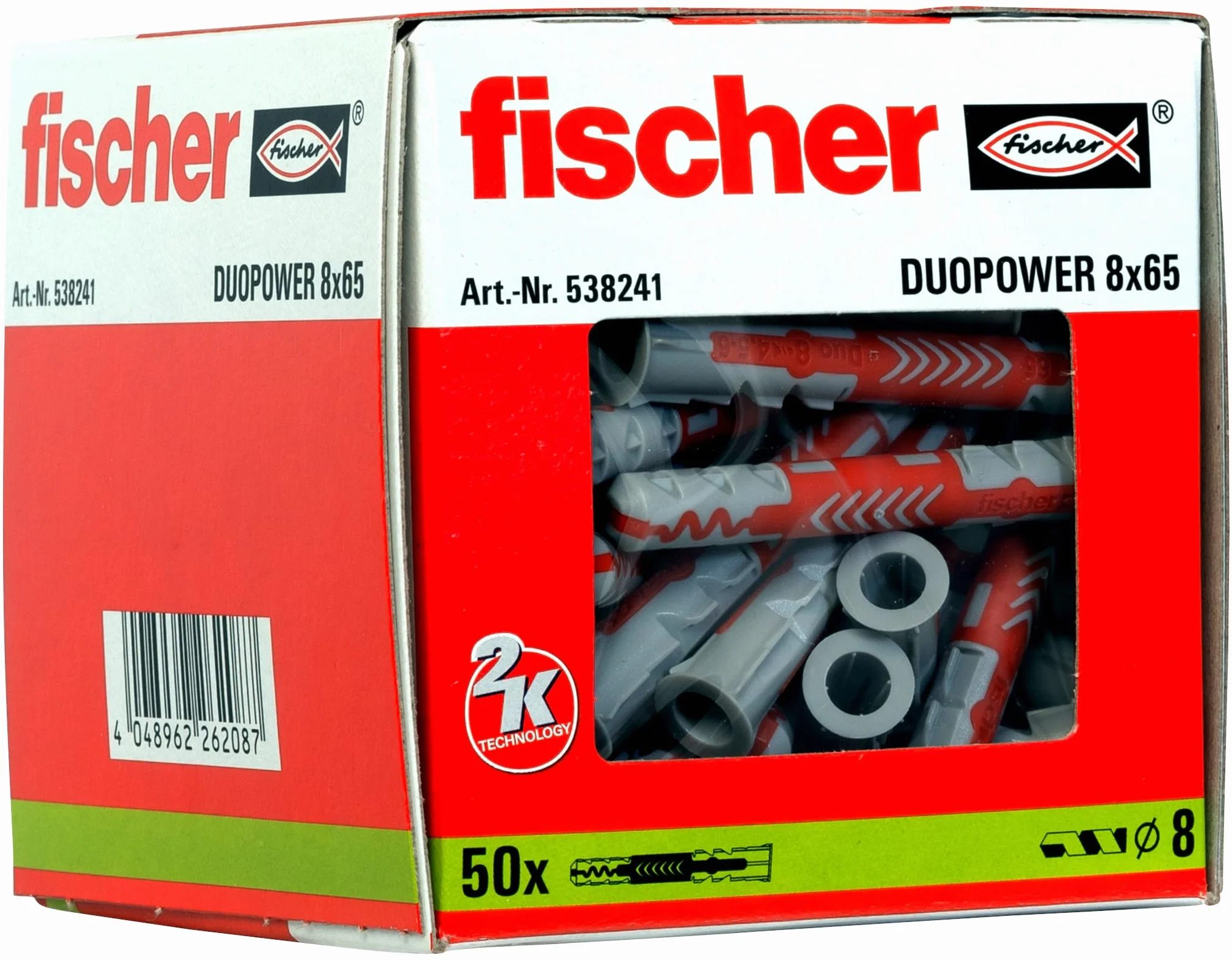 Fischer Duopower Kołki Uniwersalne Czerwony Szary 50 Sztuk