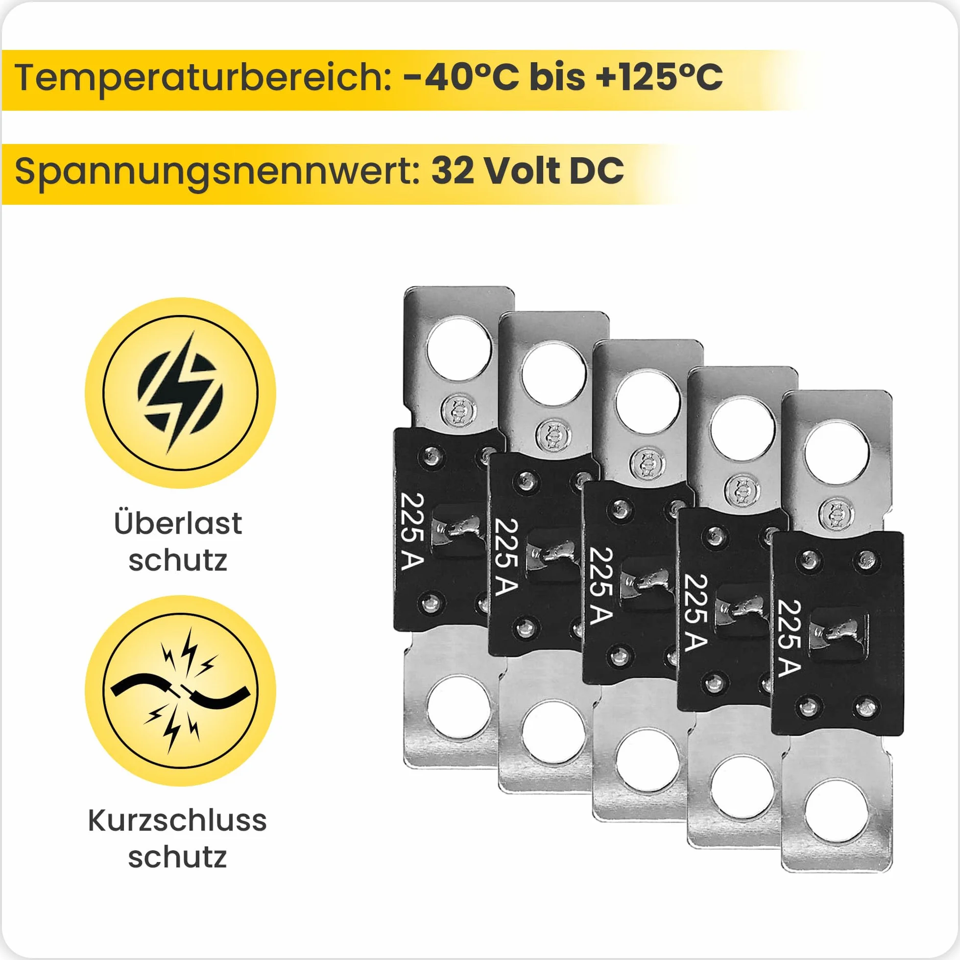 Offgridtec® zestaw 5 bezpieczników 125 A 32 V MEGA-Fuse