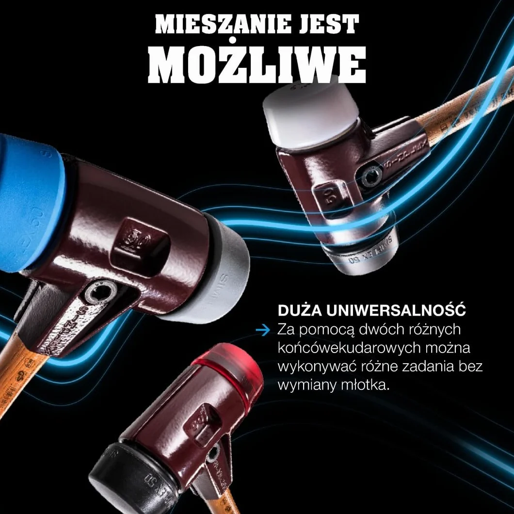 Simplex młotek ochronny TPE-soft/TPE-mid żeliwo ciągliwe drewniany trzonek D=30 mm 3013.030