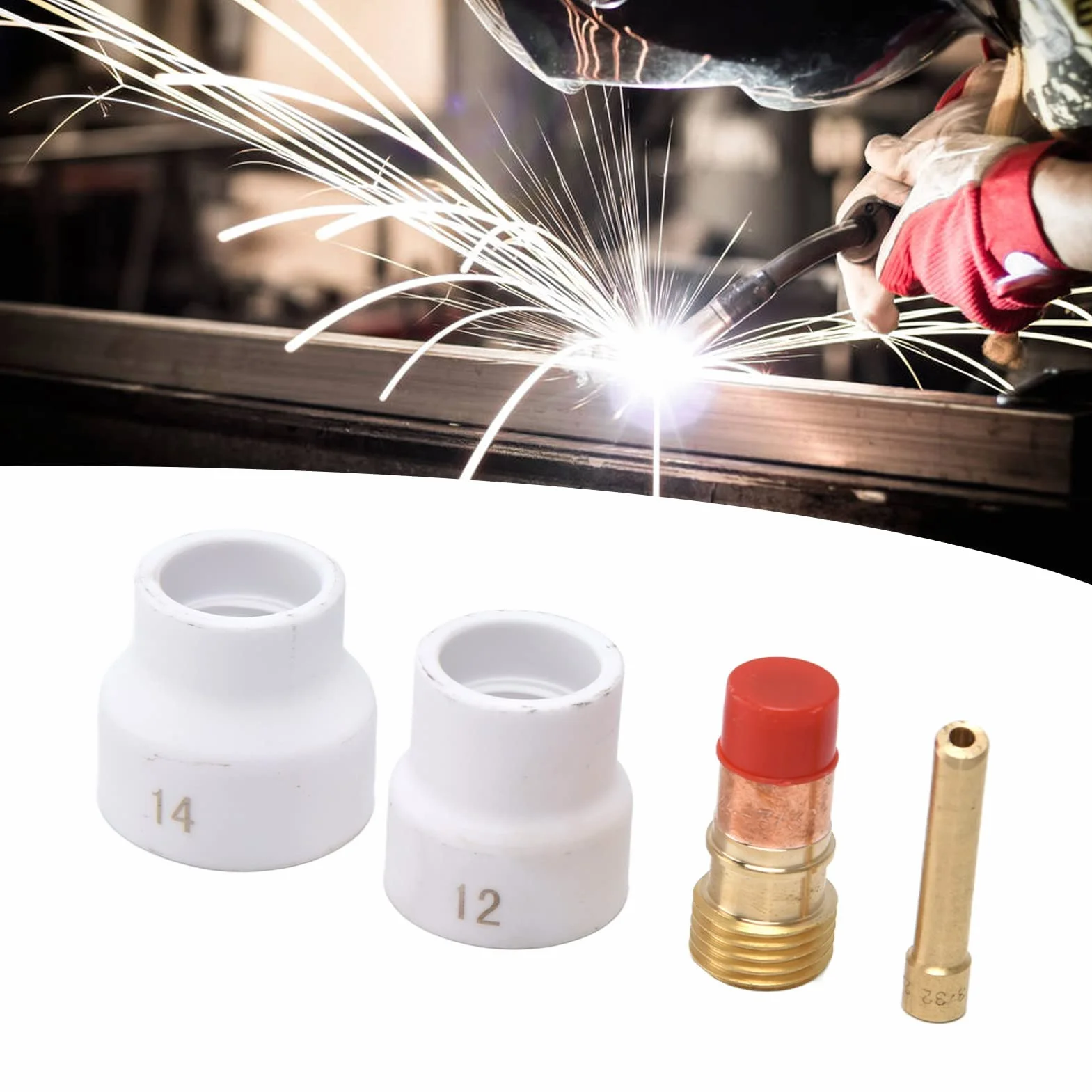 TIG Welding Torch Accessory Set Gas Lens for WP 17 18 26 Series Ceramic Nozzle Electrode Holder