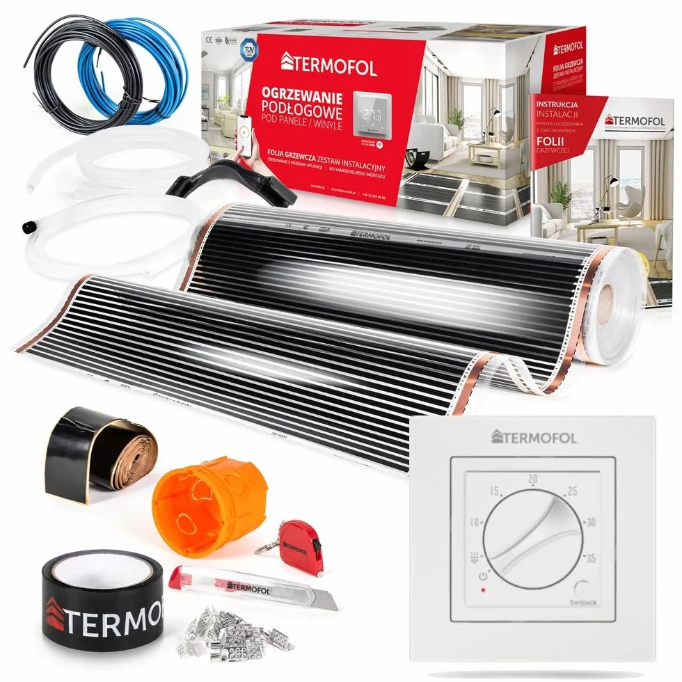 Termofol Folia grzewcza na podczerwień 140W/m2 1 m² Zestaw z termoregulatorem TF-H3 Ogrzewanie podłogowe ścienne sufitowe
