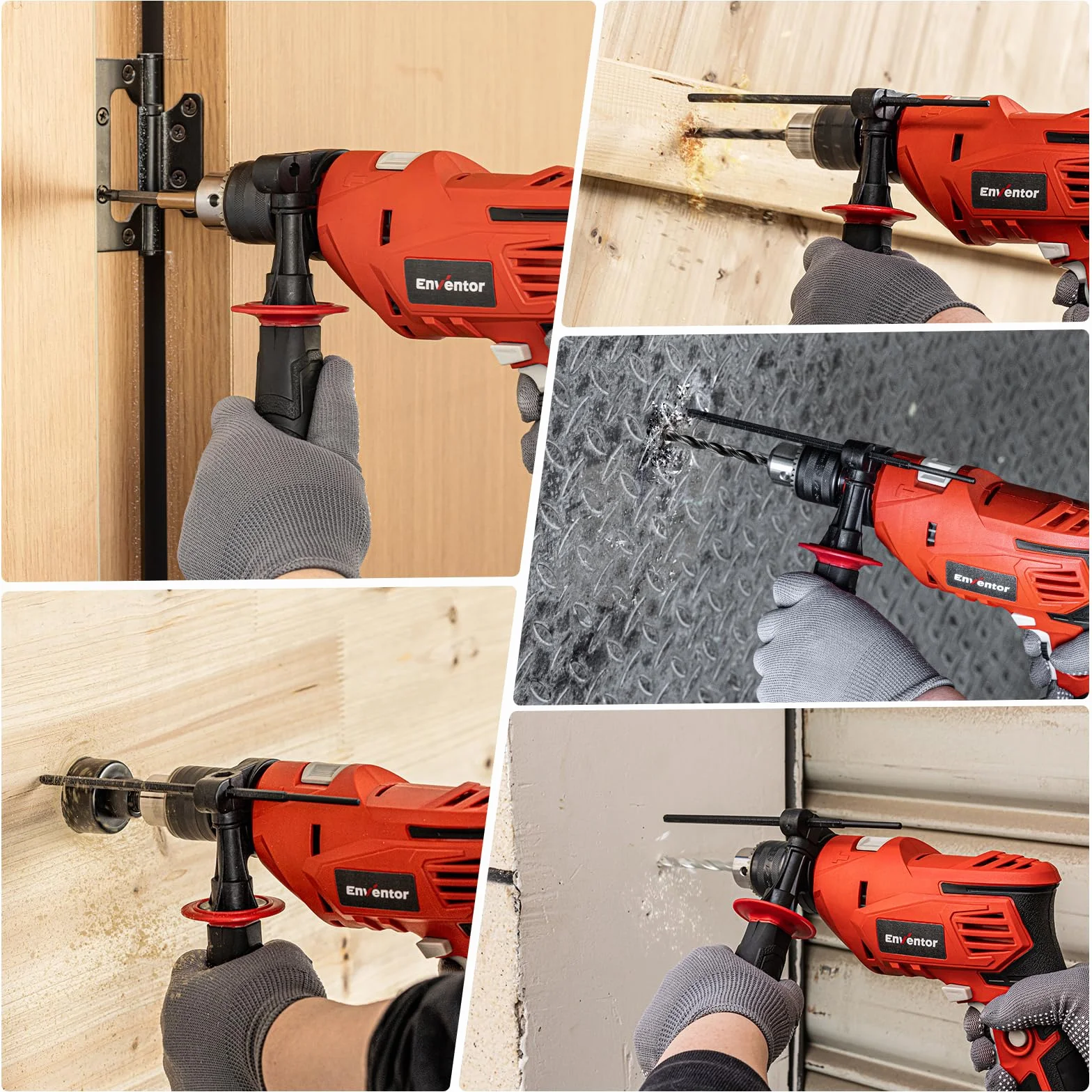 Enventor Wiertarka udarowa 900 W 37 akcesoriów 13 mm do betonu metalu drewna