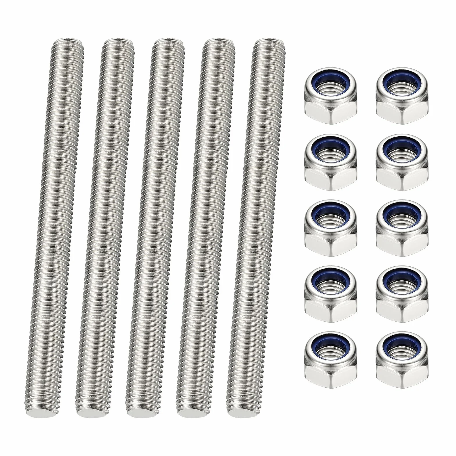PATIKIL 5 sztuk prętów gwintowanych M3 x 120 mm 304 stal szlachetna gwint prawy z nakrętkami