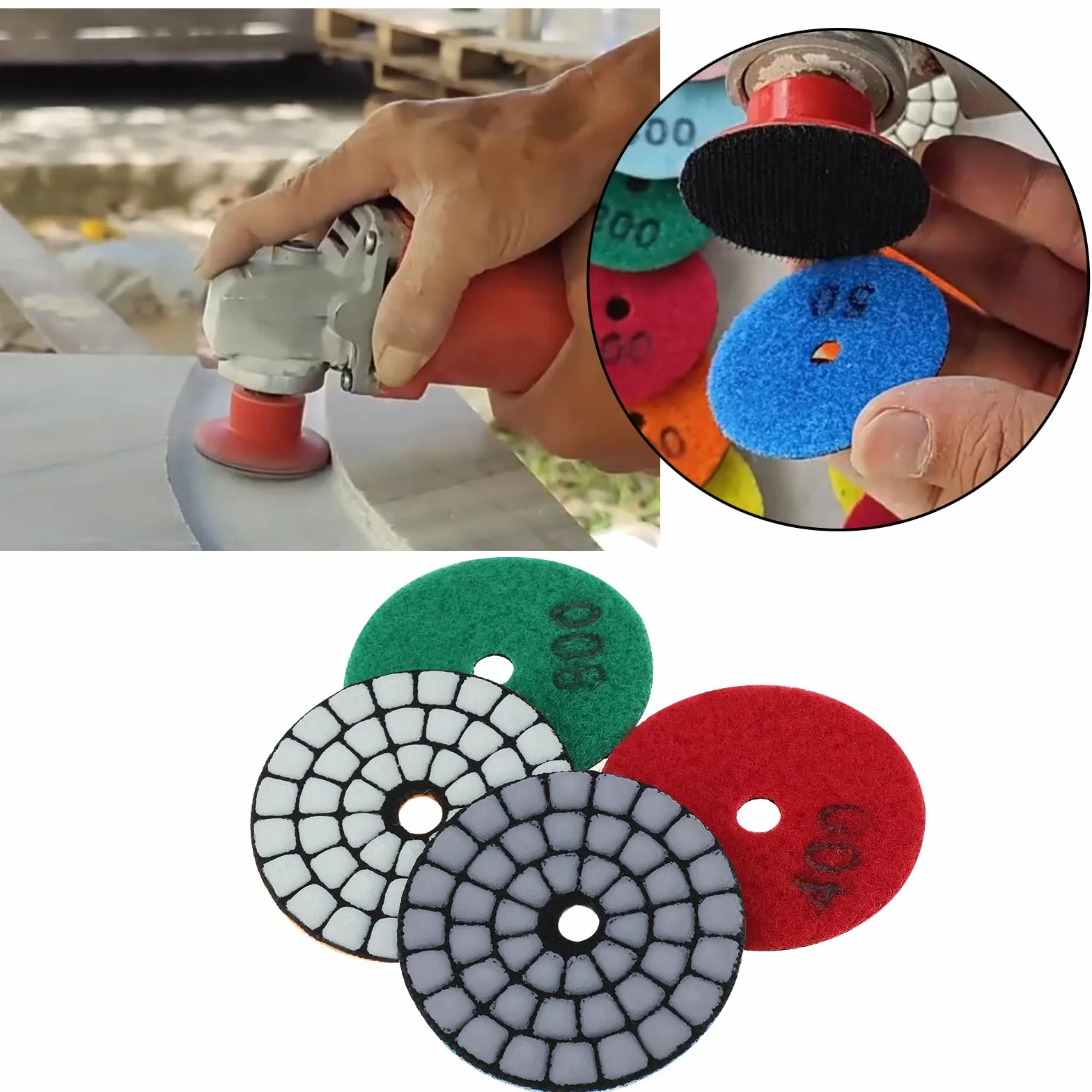 Suche diamentowe podkładki polerskie 55 mm 50# 200# 400# 800# 1500# 3000# do granitu kamienia