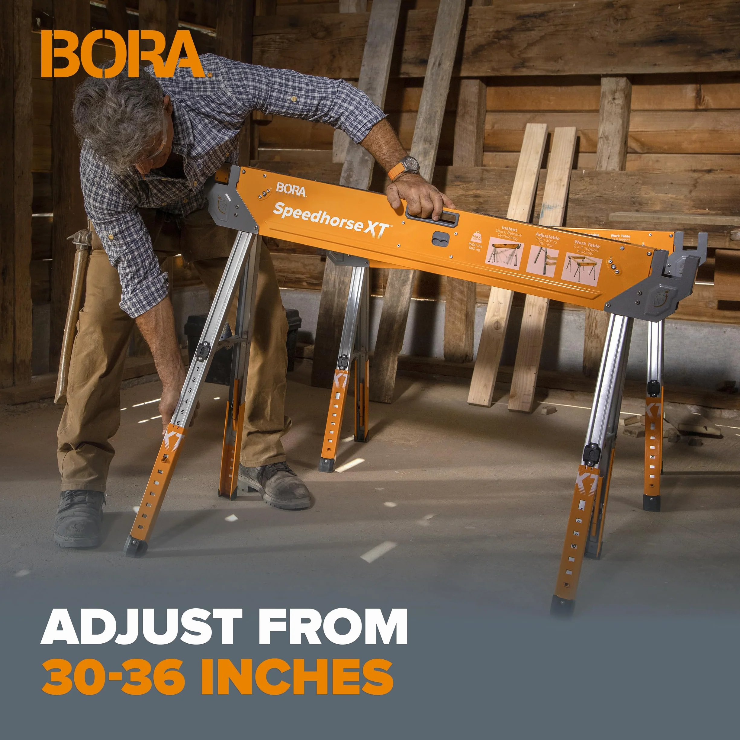 Bora Portamate Speedhorse XT PM-4550T dwa kozły regulowane 75-90 cm metalowy wierzch