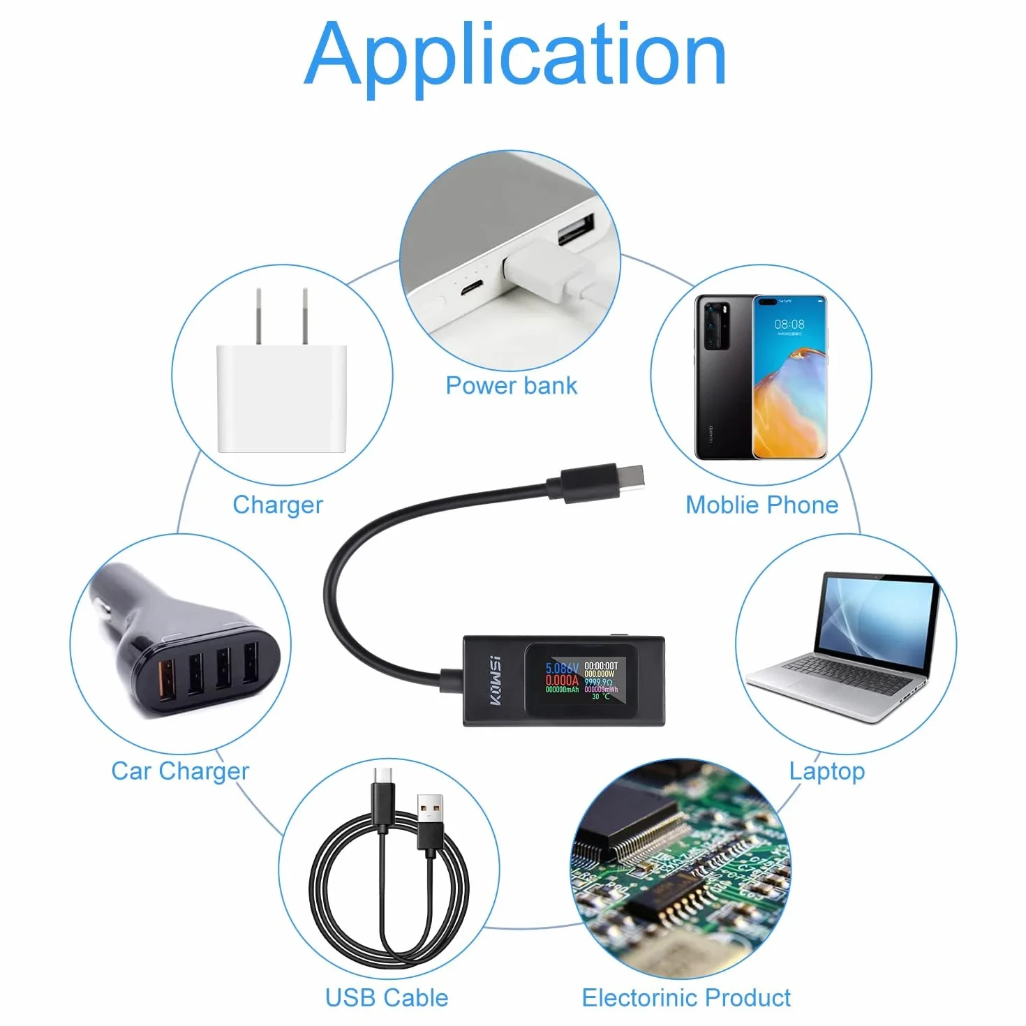 Tester USB C 4-30V 0-6.5A Multimetr cyfrowy miernik mocy