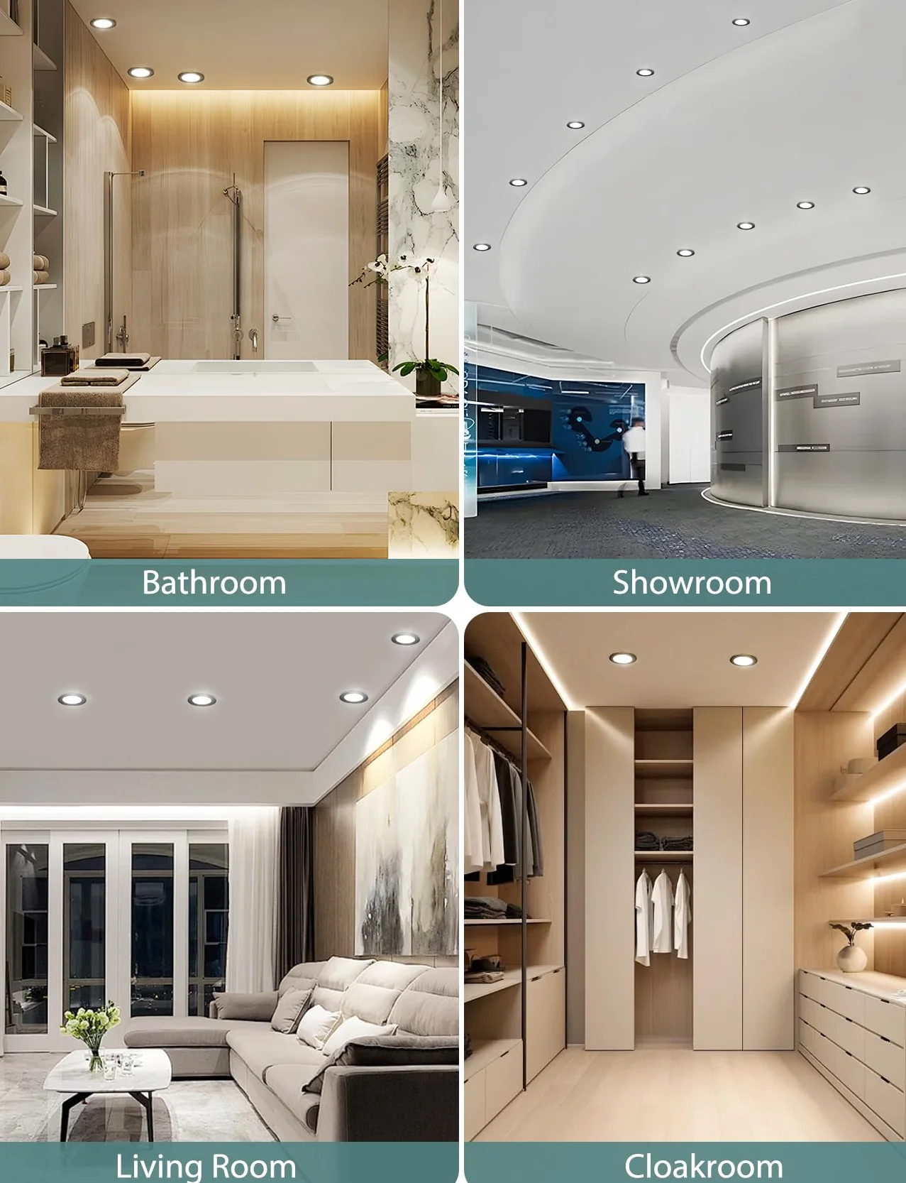 Aigostar LED Downlight wpuszczany w sufit, 4,8 W, IP65, wodoodporny, Bull's Eyes, naturalne światło 4000 K, bardzo płaski, łazienkowy, LED Downlight, ø87*H35 mm, 6 szt.