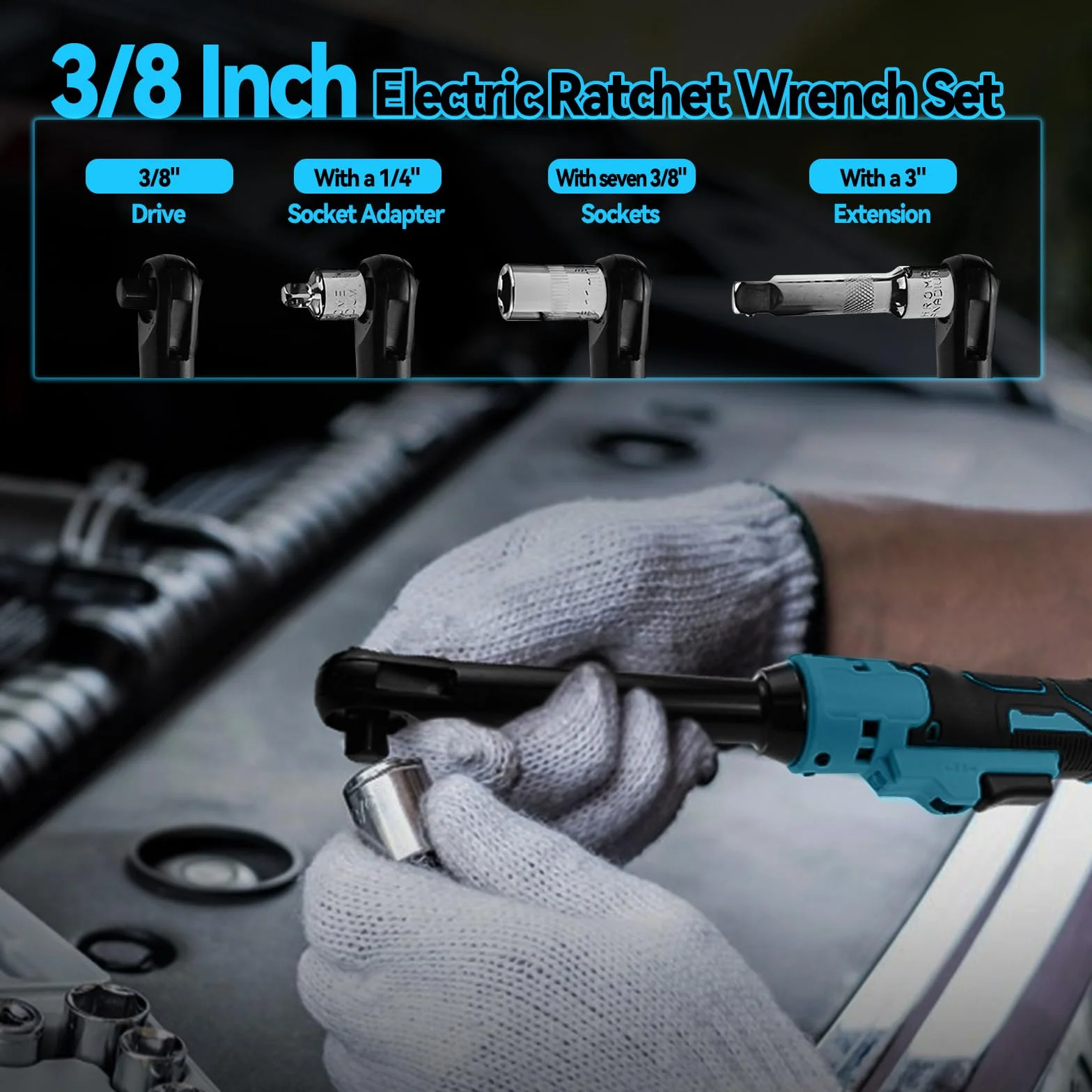 Akumulatorowy klucz grzechotkowy 3/8" 18 V zestaw 100 N·m 600 obr./min