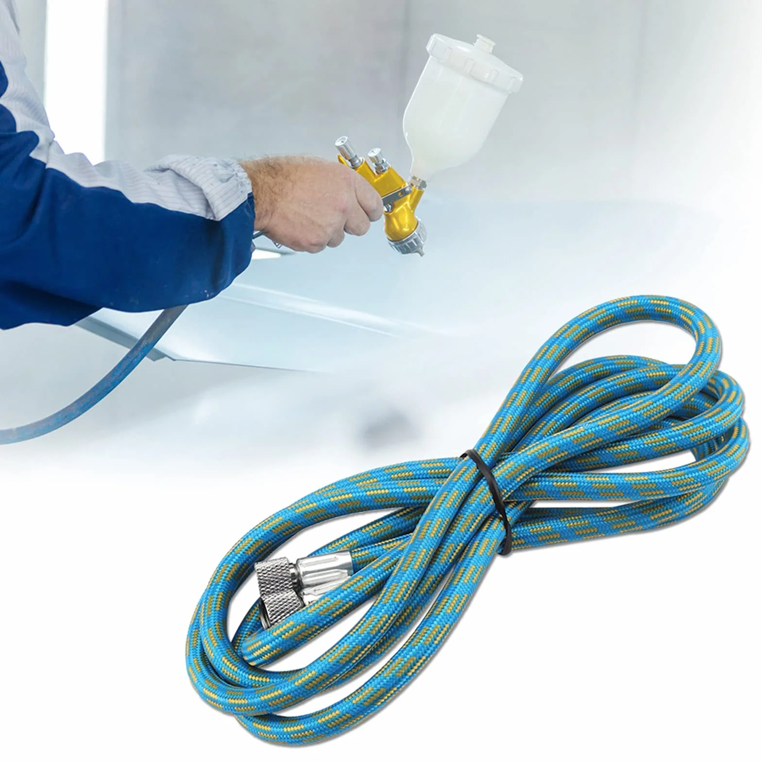 Jeffergarden Pleciony wąż do aerografu 1,8 m narzędzie pneumatyczne 1/20.3 cm adapter