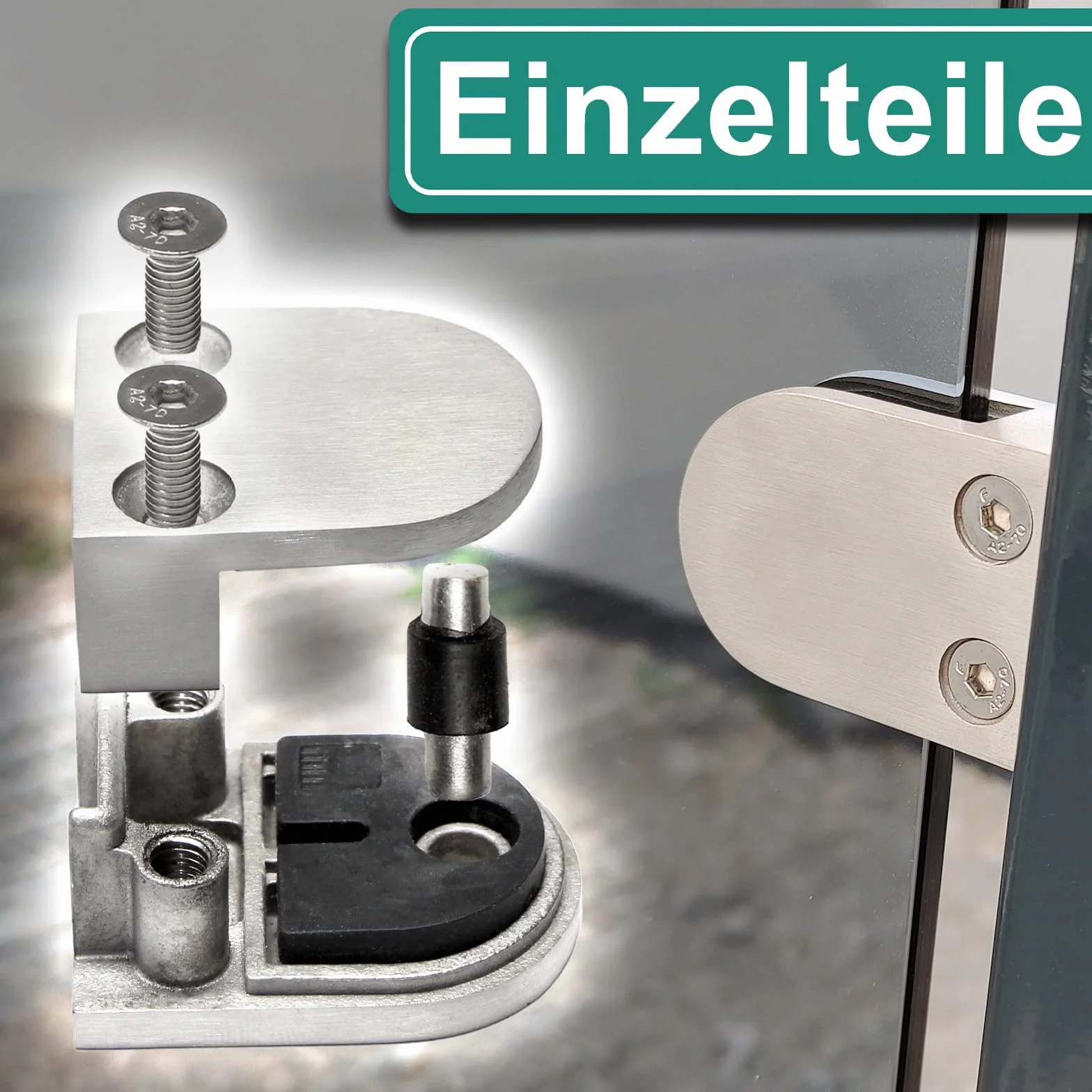 PRIOstahl Zestaw 4 szklanych uchwytów zaciskowych 50 x 40 x 26 mm do szkła Ø 42,4 mm ze stali nierdzewnej V2A