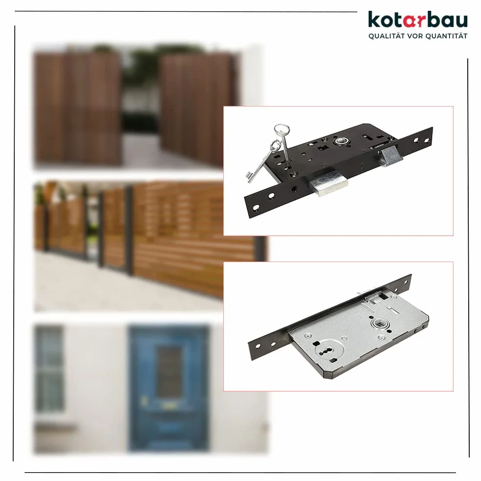KOTARBAU® Zamek wpuszczany 90 x 63 mm z prawej strony z kluczem BB do bram drzwi