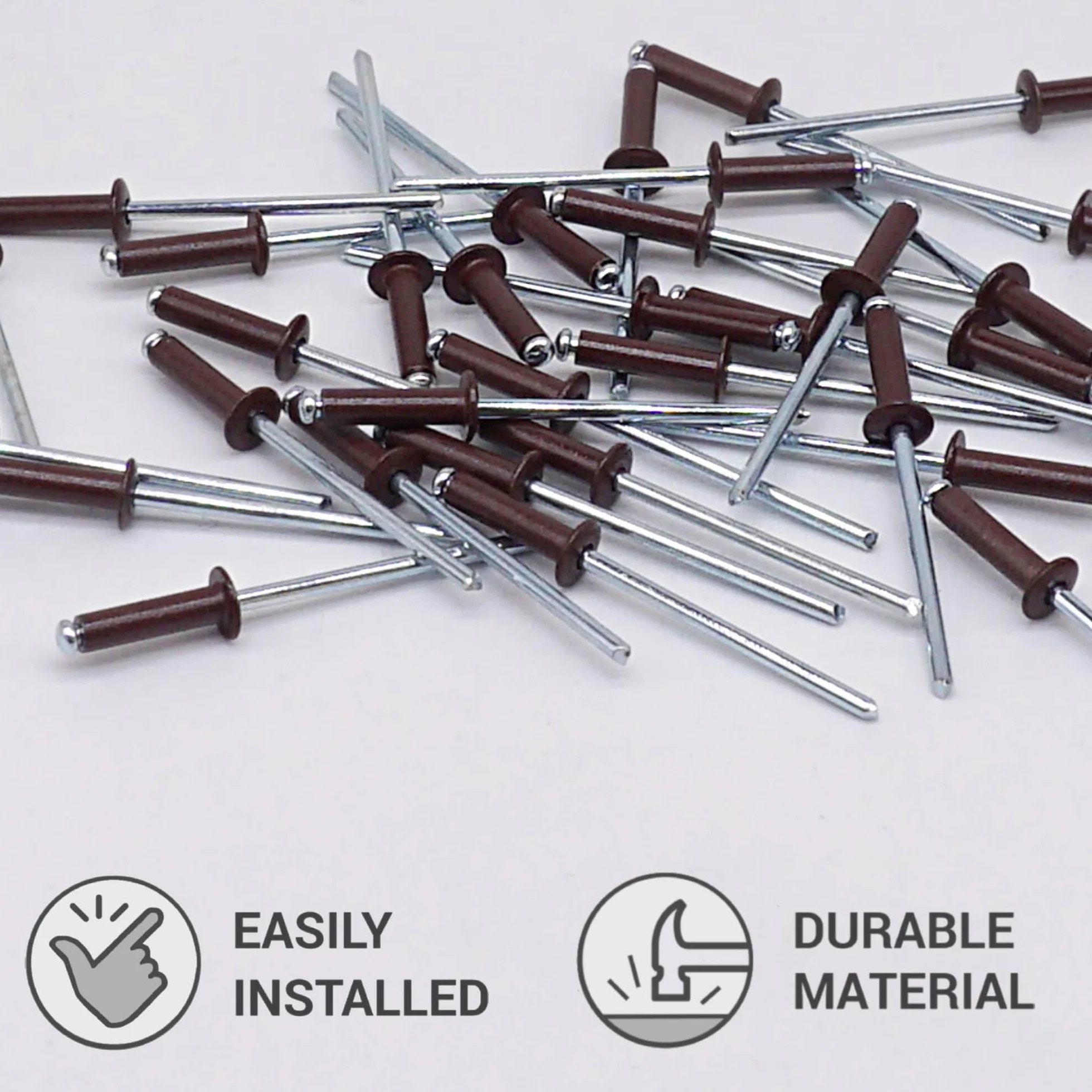 Nity zrywalne malowane 3,2 x 12 mm aluminiowe DIN 7337 głowica kopułowa stalowy trzpień czekoladowy brąz RAL 8017 100 szt.