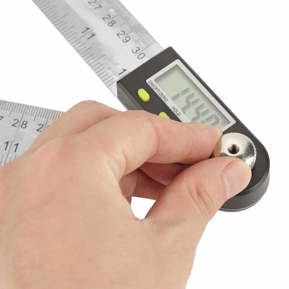 Kątomierz cyfrowy 2 w 1 0-300mm 360° Stal nierdzewna Elektroniczny kątomierz Goniometr Linijka pomiarowa Ekran LCD