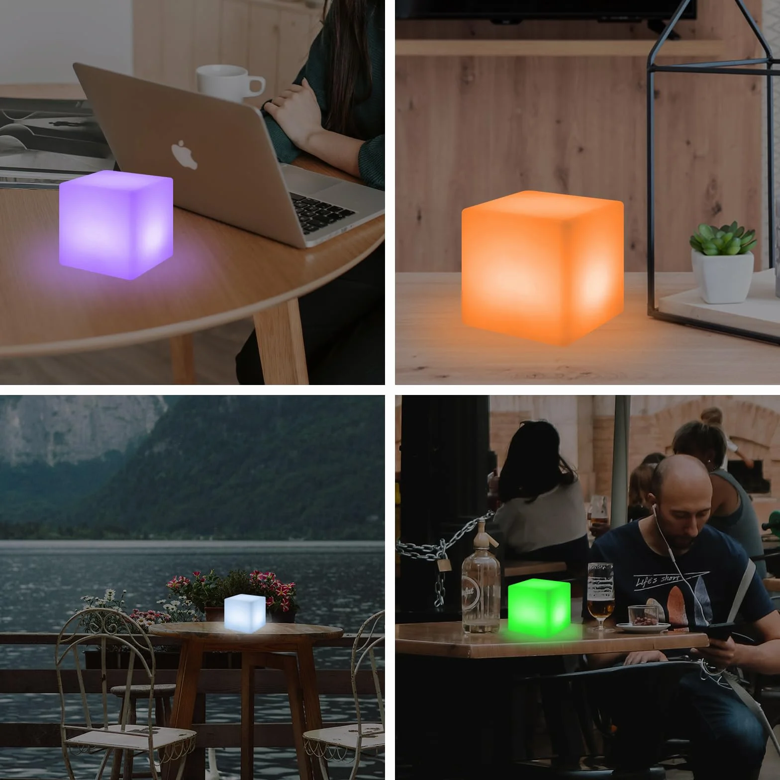 LED Cube Lampka nocna wielokrotnego ładowania Kwadratowa 16 kolorów 4 tryby 3h Zdalne sterowanie