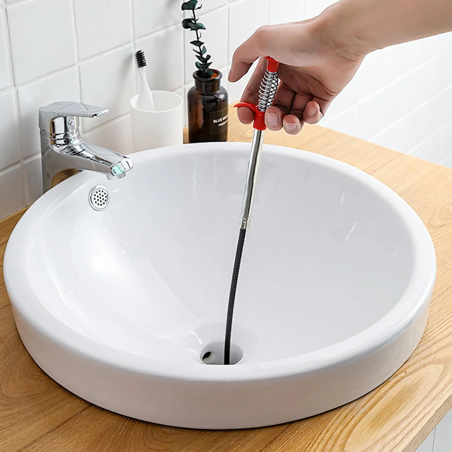 Zestaw do czyszczenia odpływów 3-częściowy spirala 90 cm 200 cm szczotka 60 cm