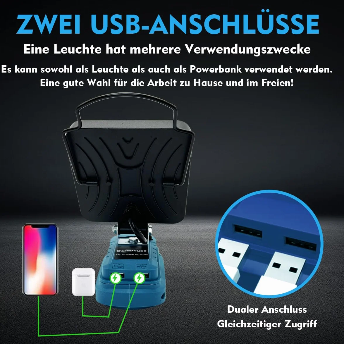 Makita Lampa akumulatorowa LED 18V 48W 4800 lm robocza z 2 USB