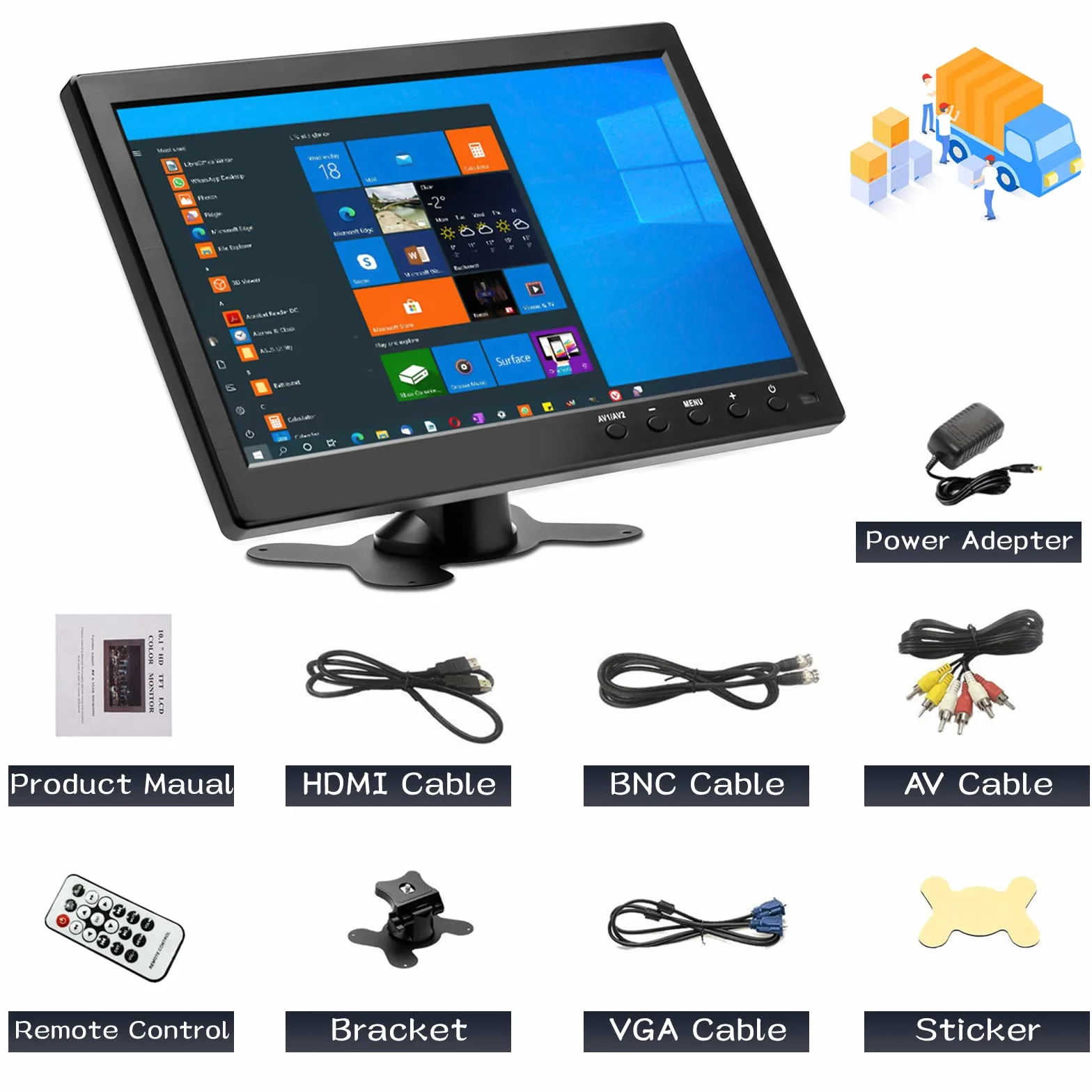 CAMECHO 10-calowy przenośny monitor CCTV Mini HDMI 1280 x 600