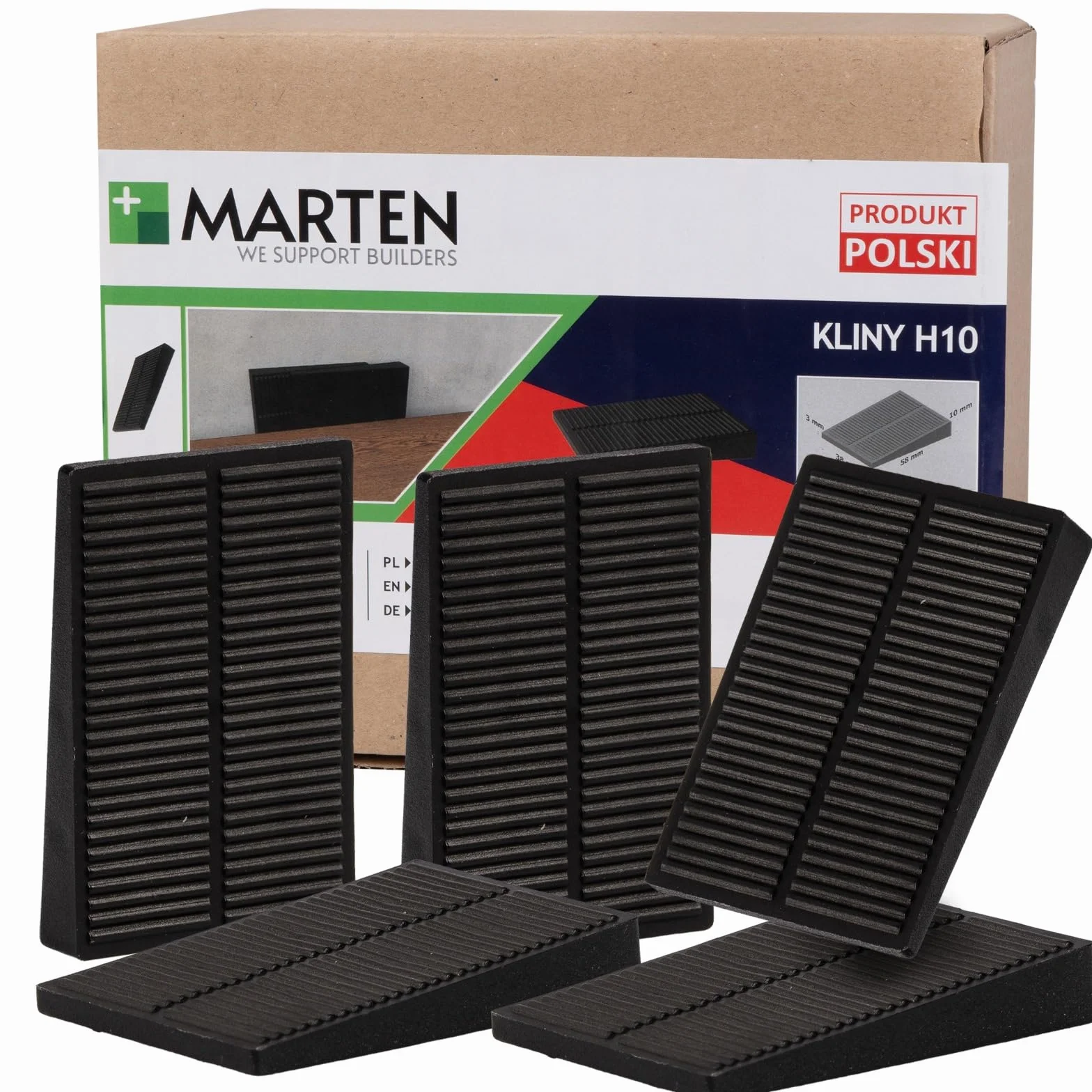 MARTEN Kliny montażowe z tworzywa sztucznego 10 x 58 x 38 mm czarne