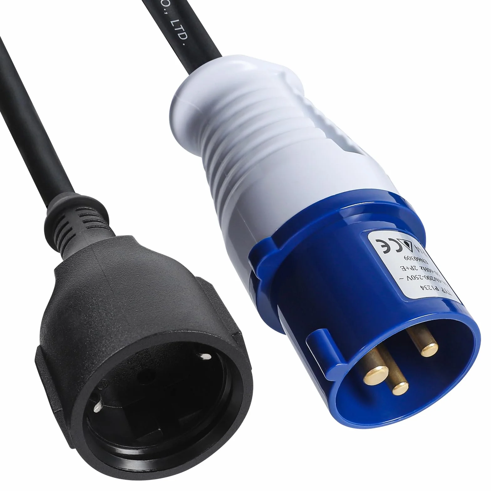 AOHEWEI Kabel przejściowy CEE 1,5 m Schuko do wtyczki CEE 230 V 16 A IP44