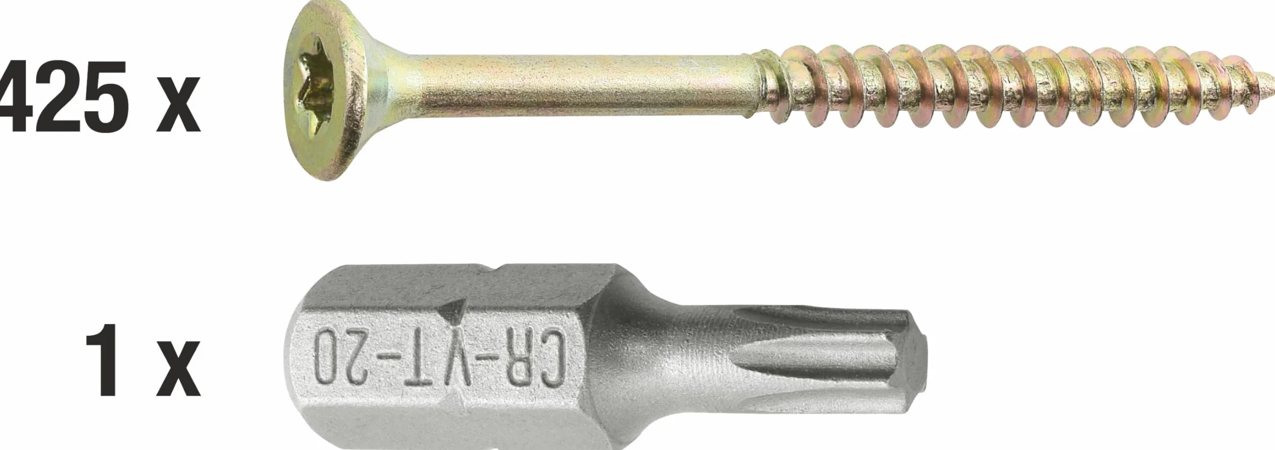 Connex Śruby uniwersalne 4,0 x 50 mm 425 sztuk łeb stożkowy napęd TX gwint częściowy żółty ocynkowany